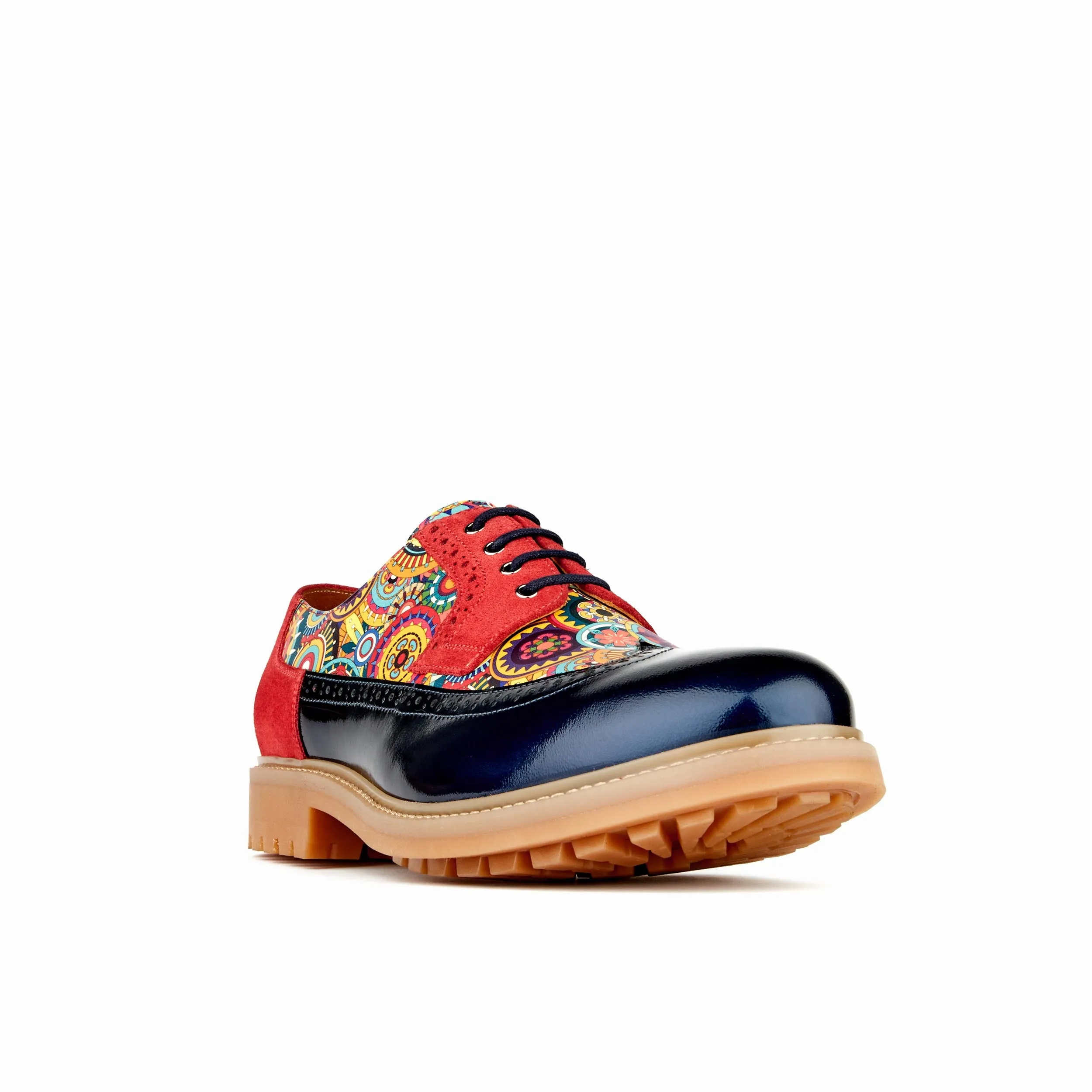 Cyclone - Red Signature - Men's chunky sole leather shoe in multicolour leather