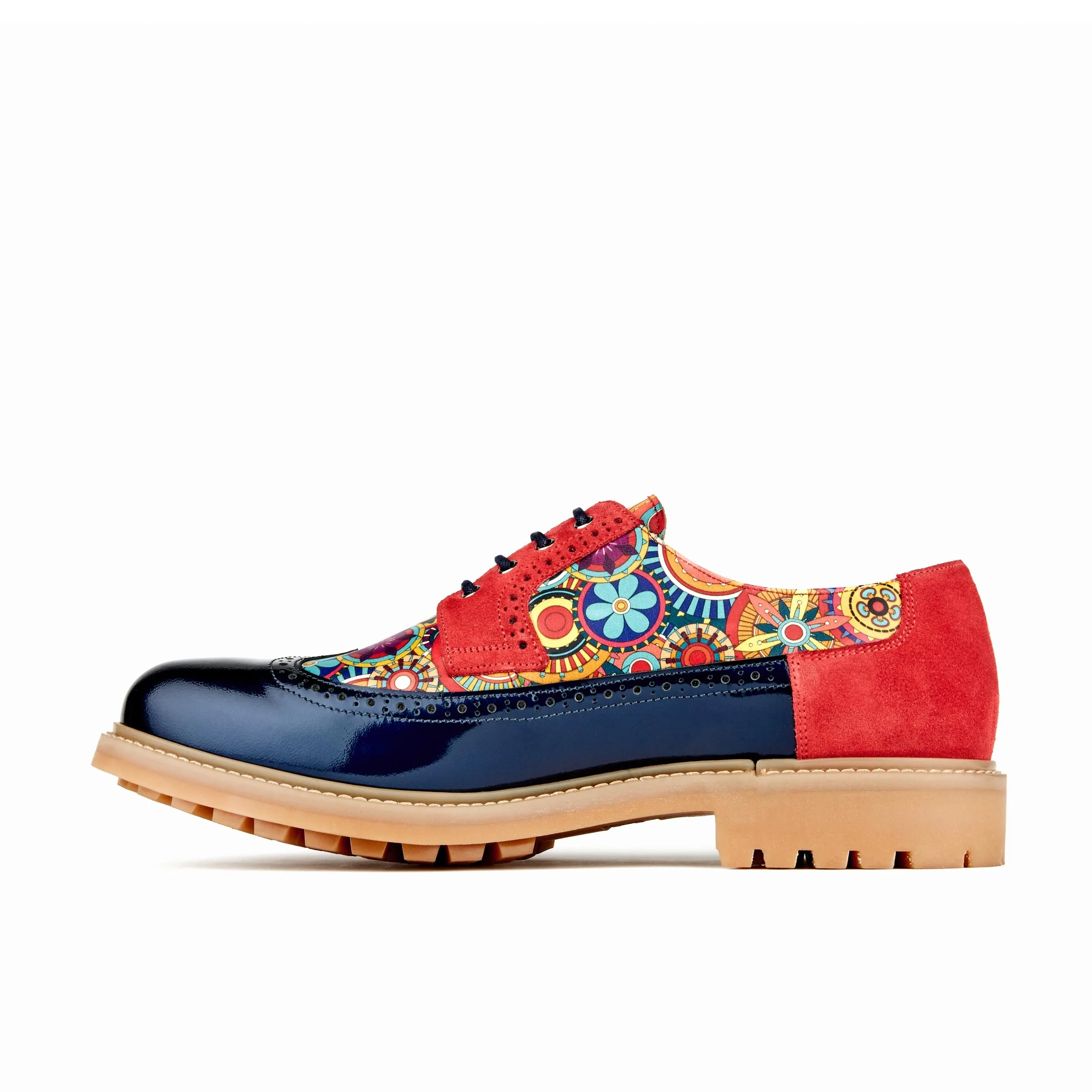 Cyclone - Red Signature - Men's chunky sole leather shoe in multicolour leather