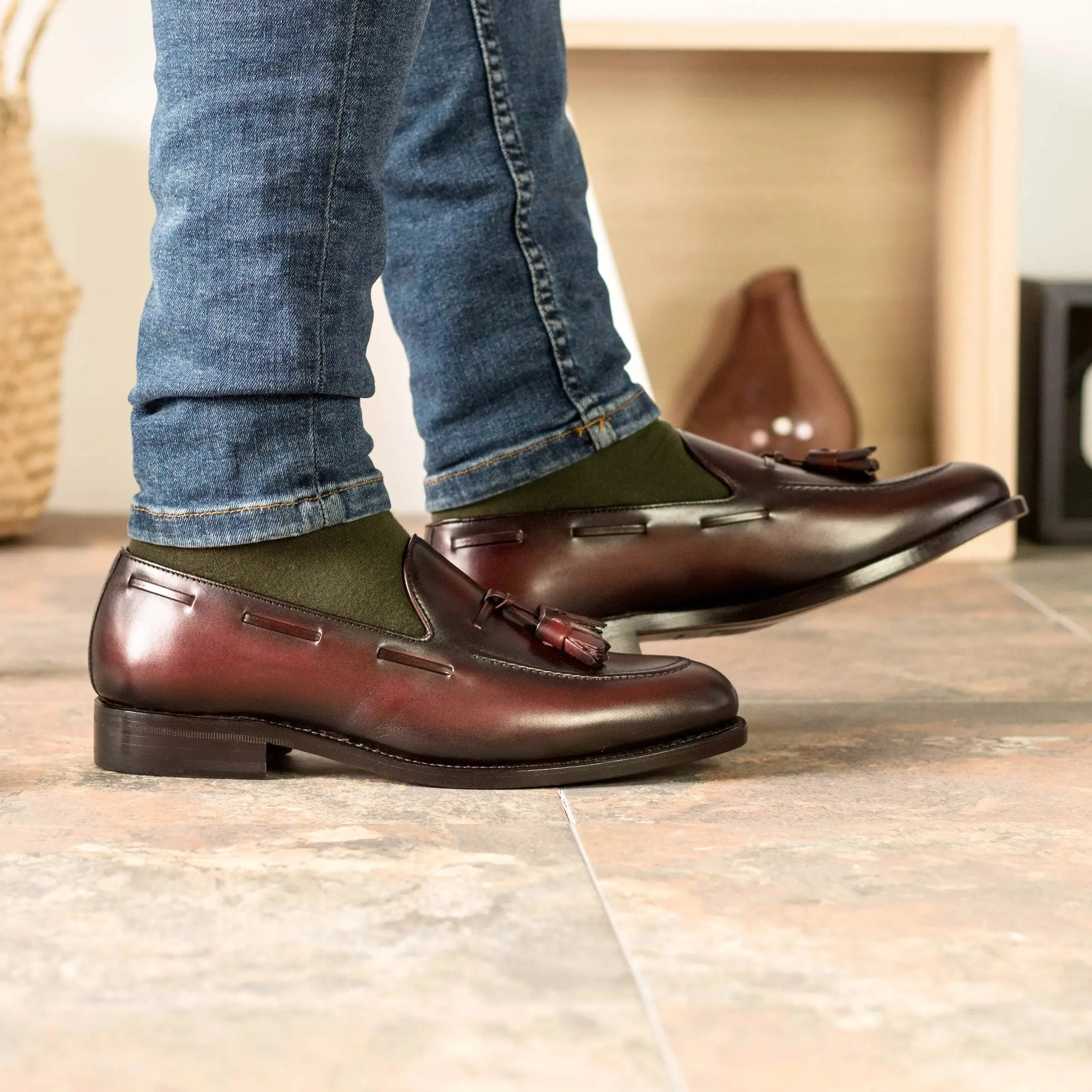 DapperFam Luciano in Burgundy Men's Italian Leather Loafer