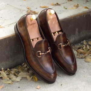 DapperFam Luciano in Cognac / Brown Men's Hand-Painted Patina Loafer