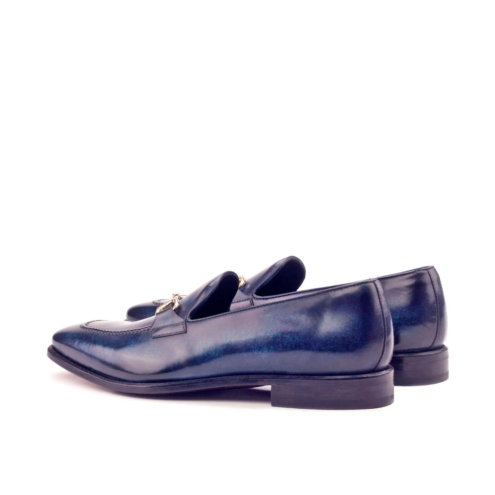 DapperFam Luciano in Denim Men's Hand-Painted Patina Loafer