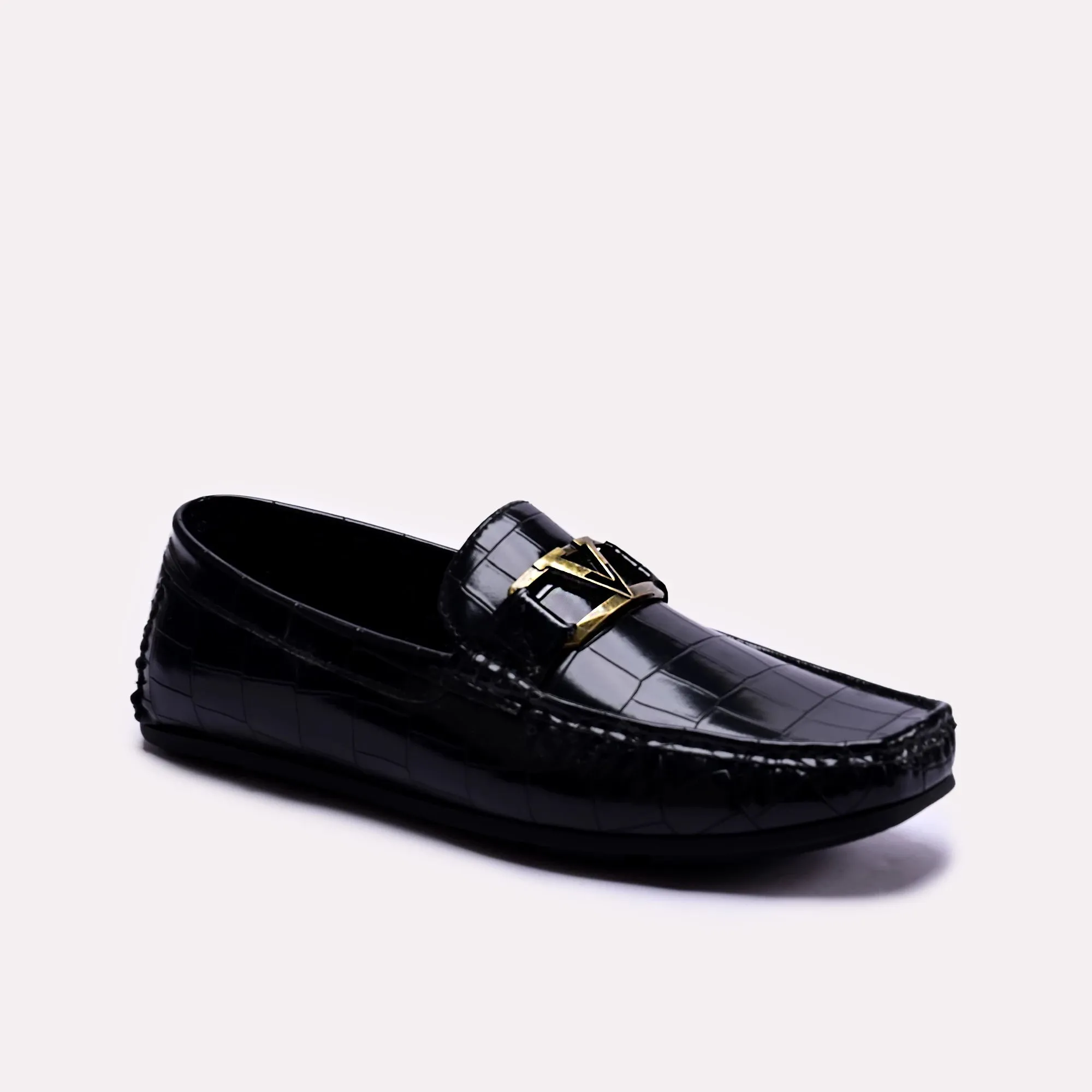 Davis Black Textured Loafers 0130784