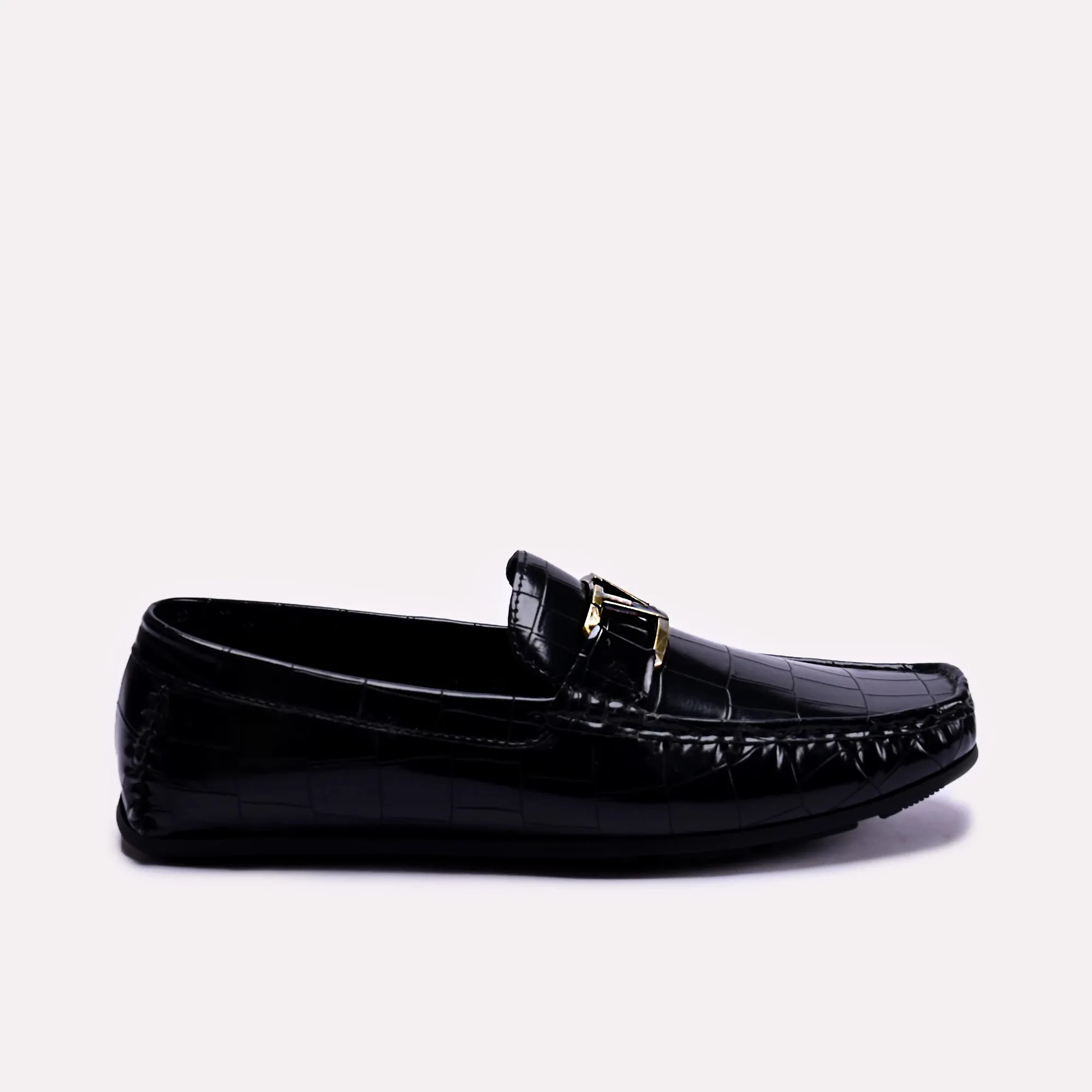 Davis Black Textured Loafers 0130784