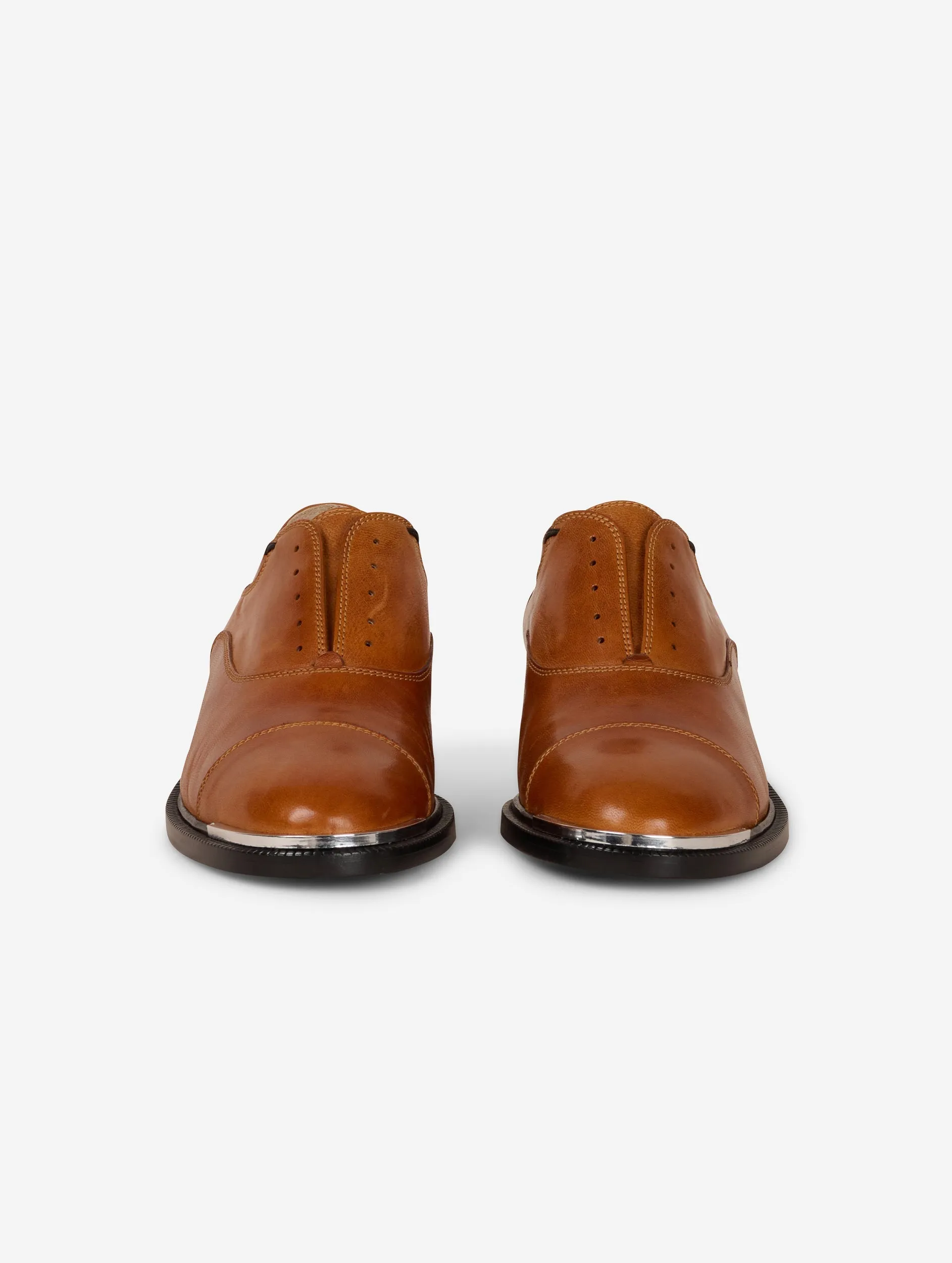 Derbies in caramel leather