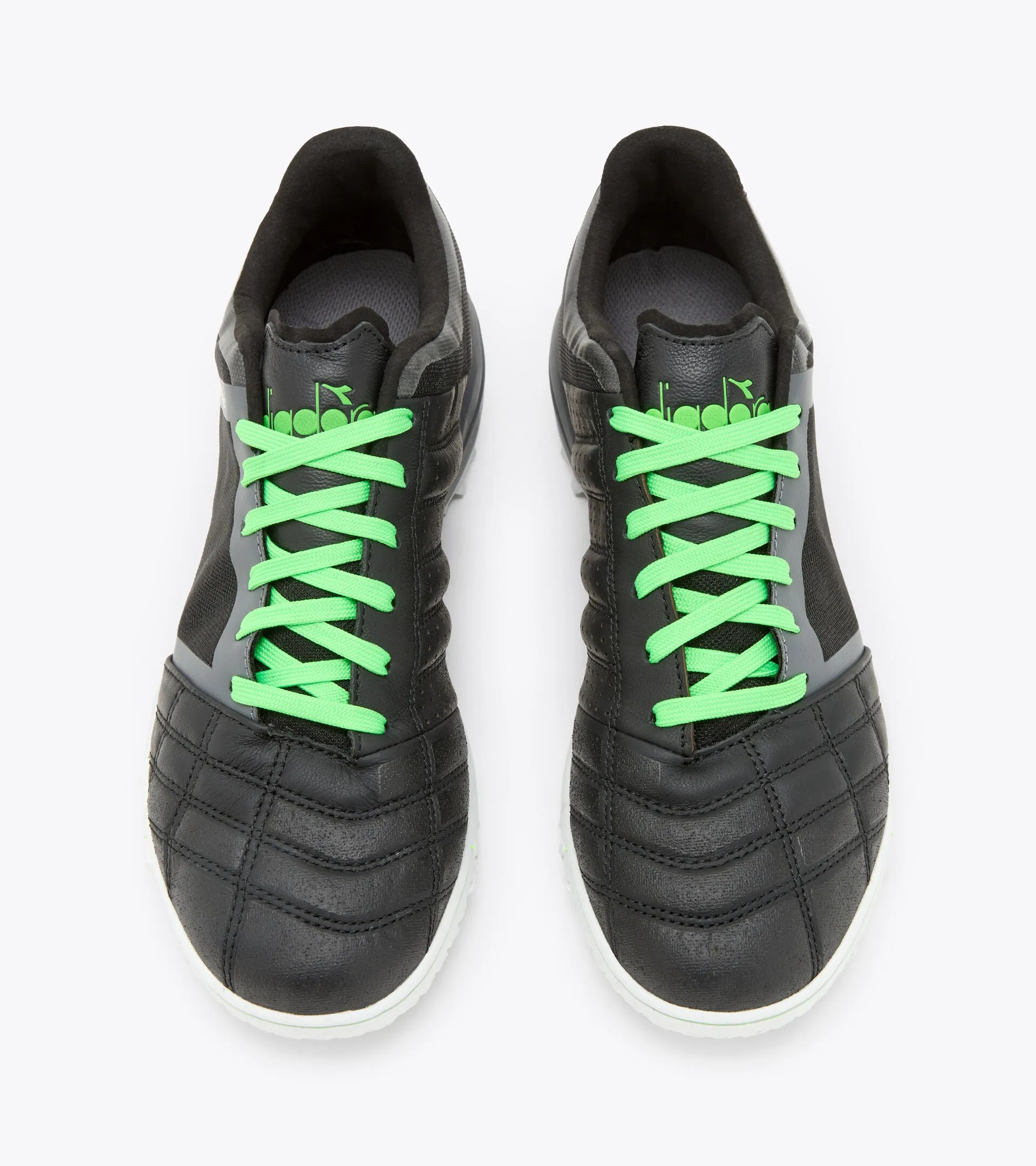 Diadora Brazil Sala TF Turf Soccer Shoe - Black/Green Fluo