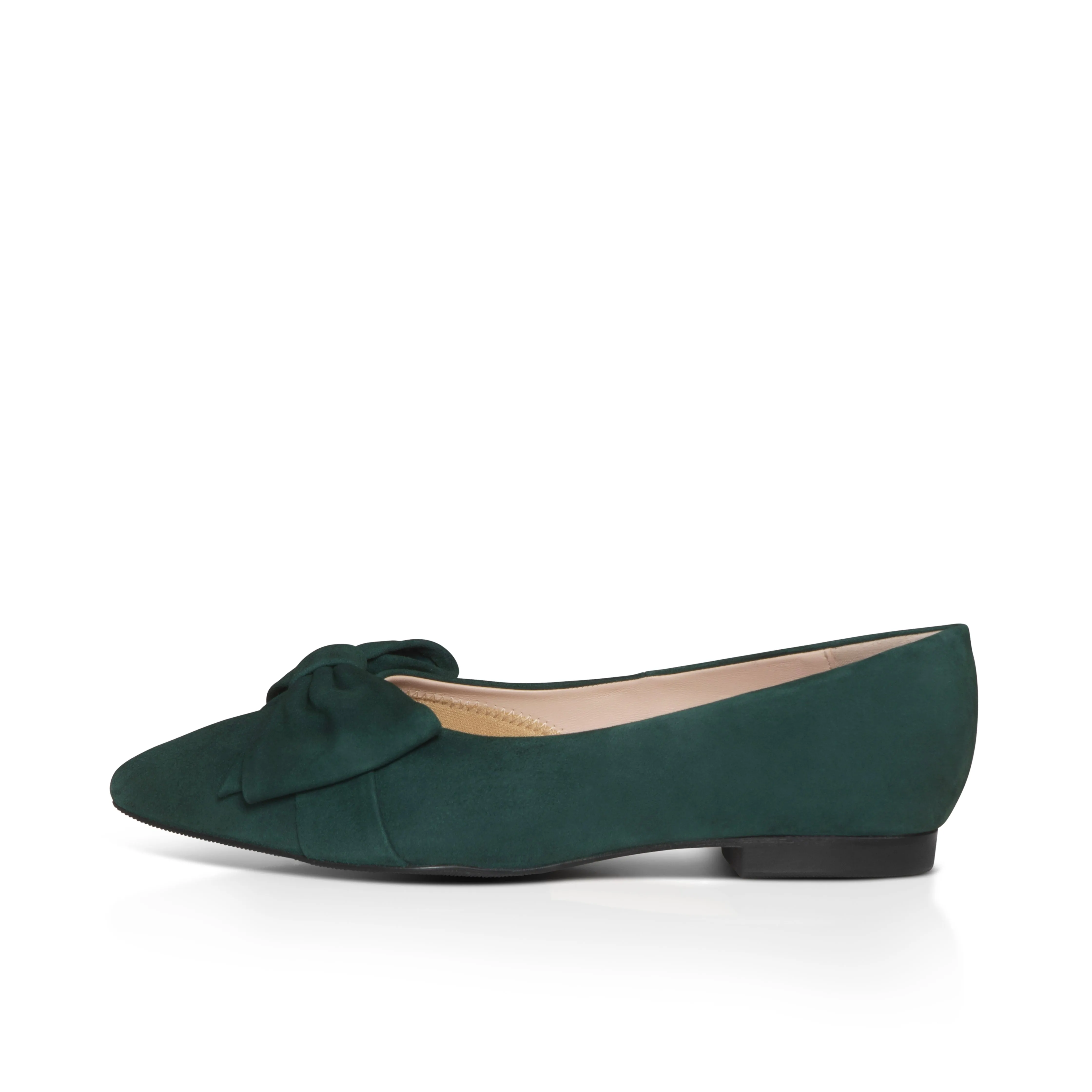 Dionne Extra-Wide Fit Flats - Green Suede