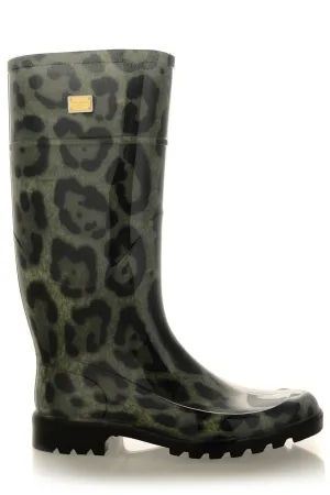 Dolce & Gabbana ANFIBIO Green Printed Rain Boots