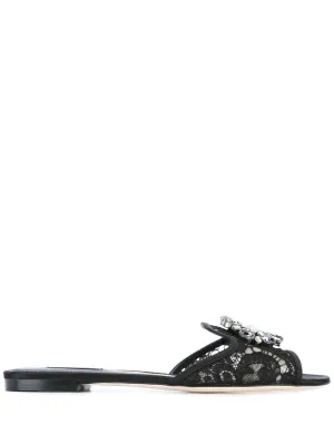 Dolce & Gabbana Embellished Lace Flat Sandals