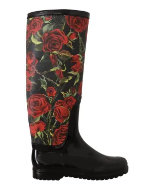 Dolce & Gabbana Women's Rose Print Rain Boots