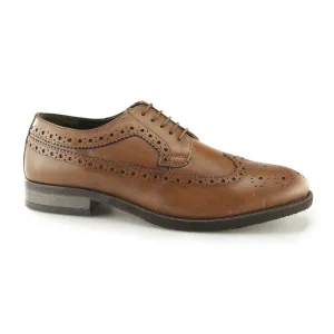 DOWNING Mens Leather Longwing Derby Brogues Tan