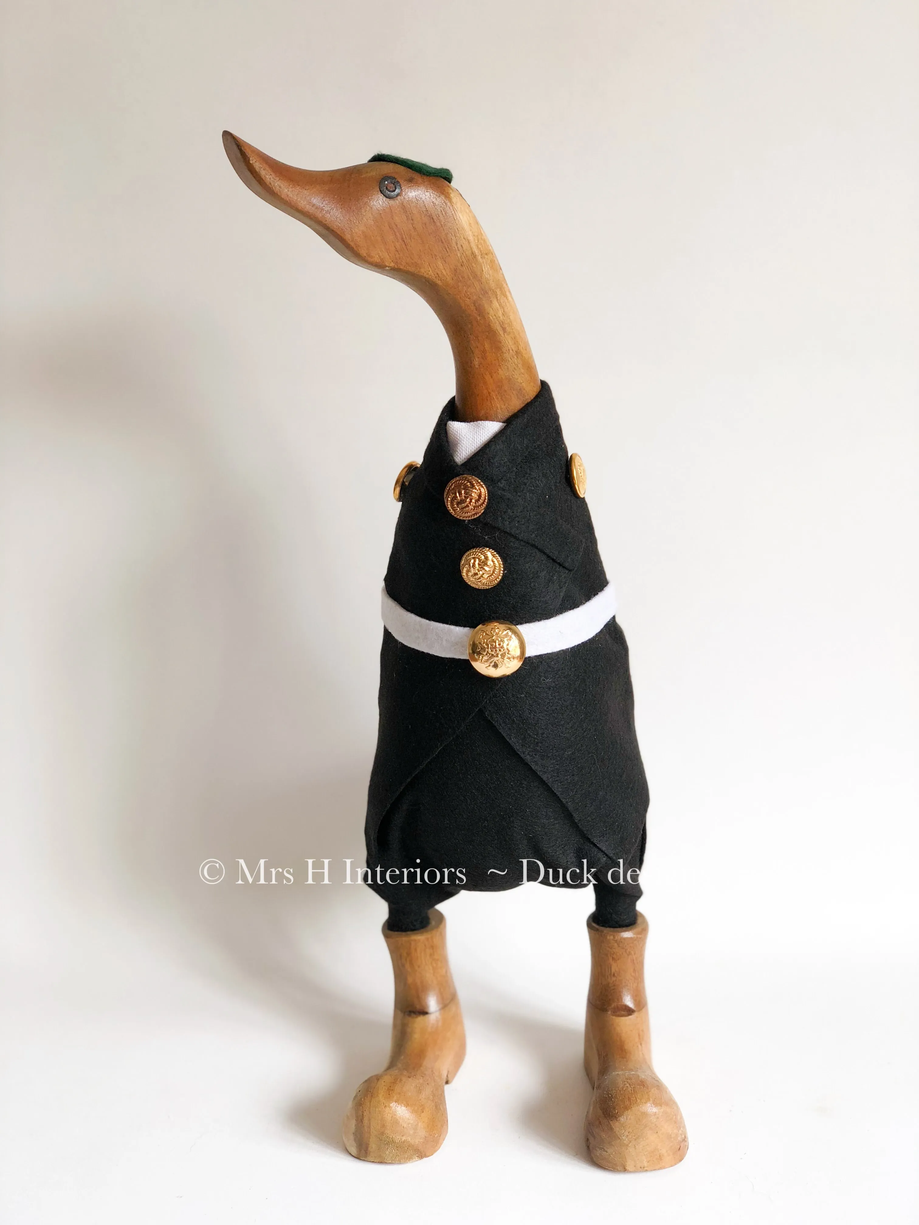 Dressed Gent -  - Decorated Wooden Duck in Boots by Mrs H the Duck Lady