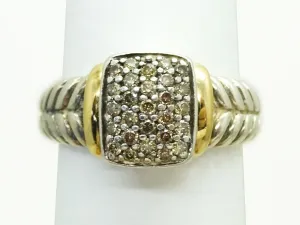 Effy Espresso Diamond Pave Shrimp Band Ring Sterling Silver 18k Gold Size 9