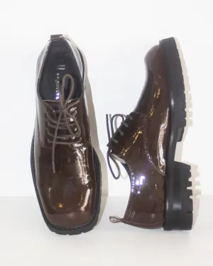 Etta Dark Brown Patent Leather Brogues