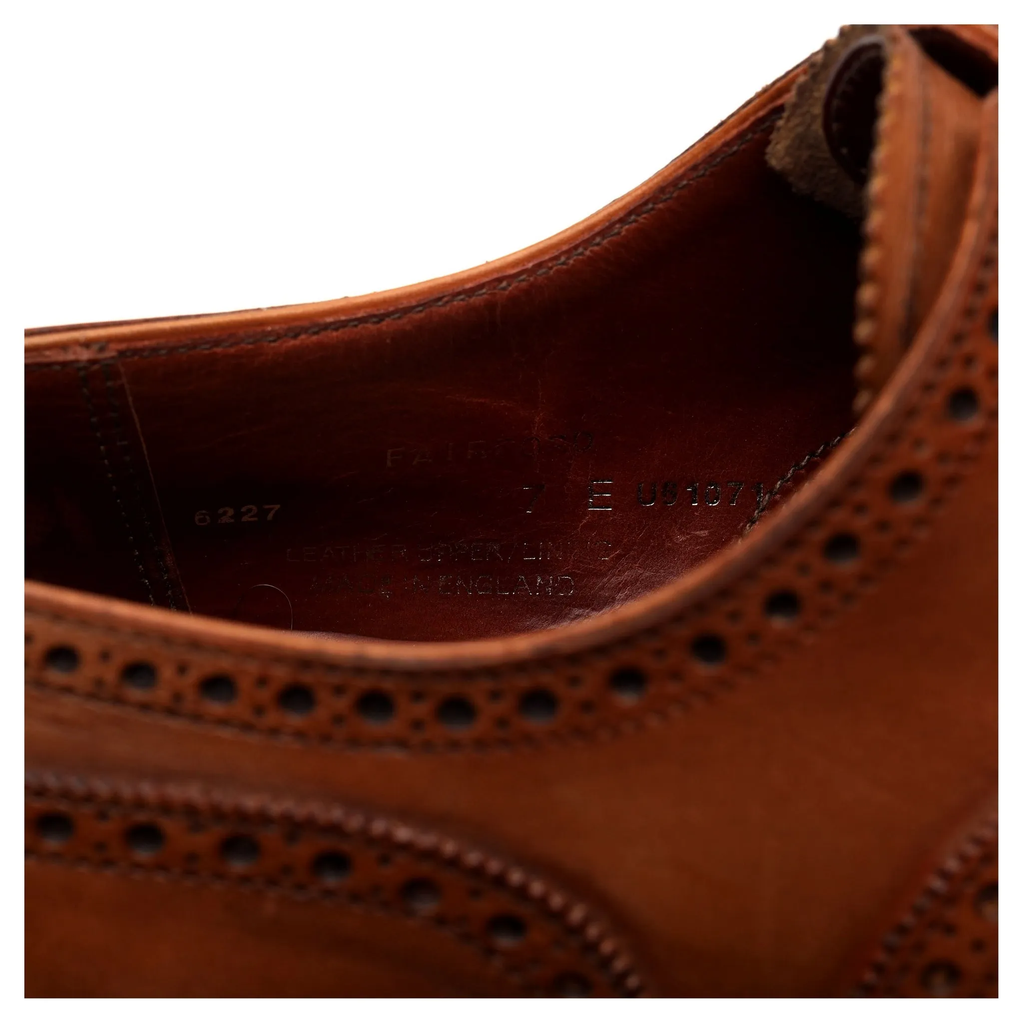 'Fairford' Tan Brown Leather Oxford Brogues UK 7 E