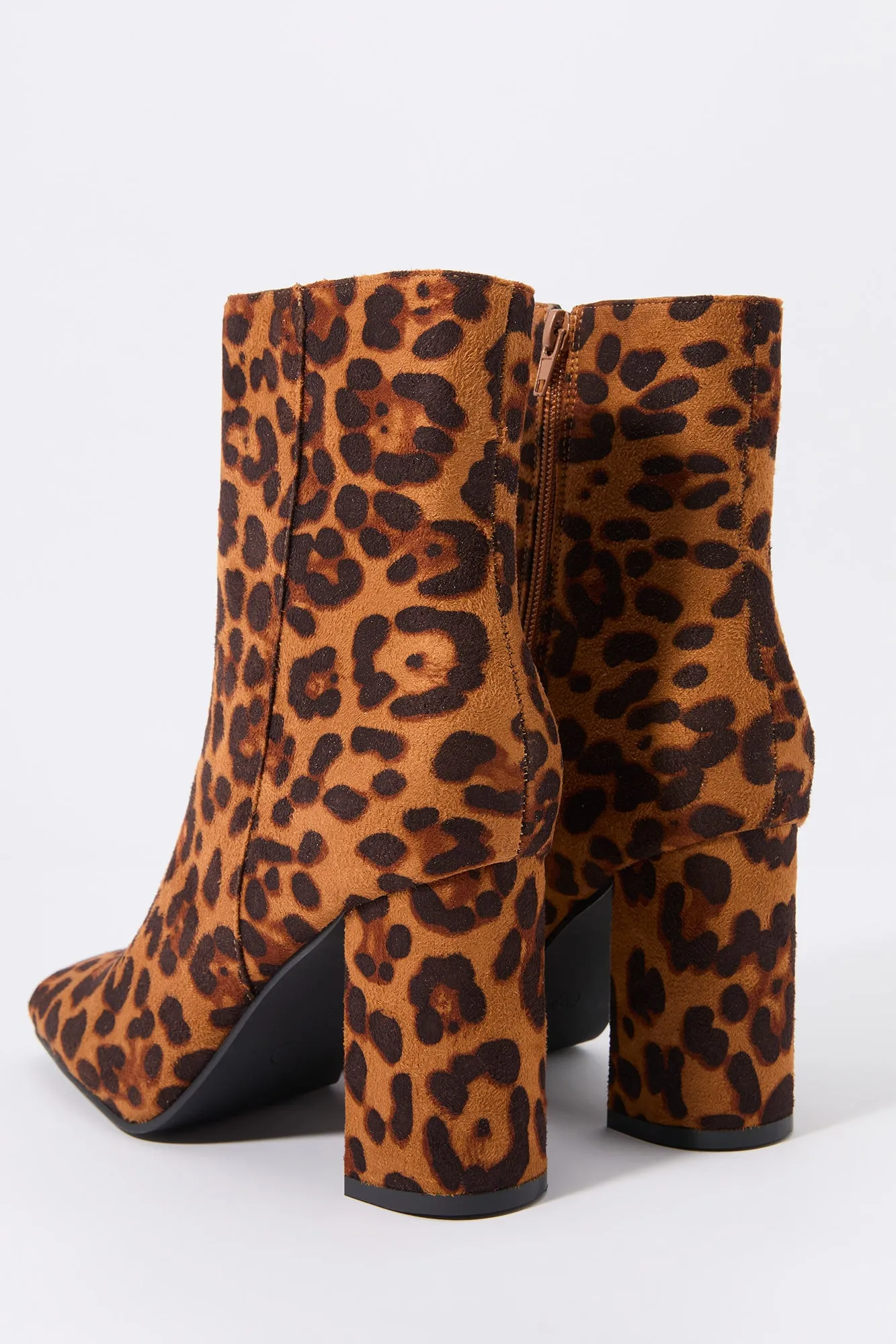 Faux Suede Square Toe Heeled Boot