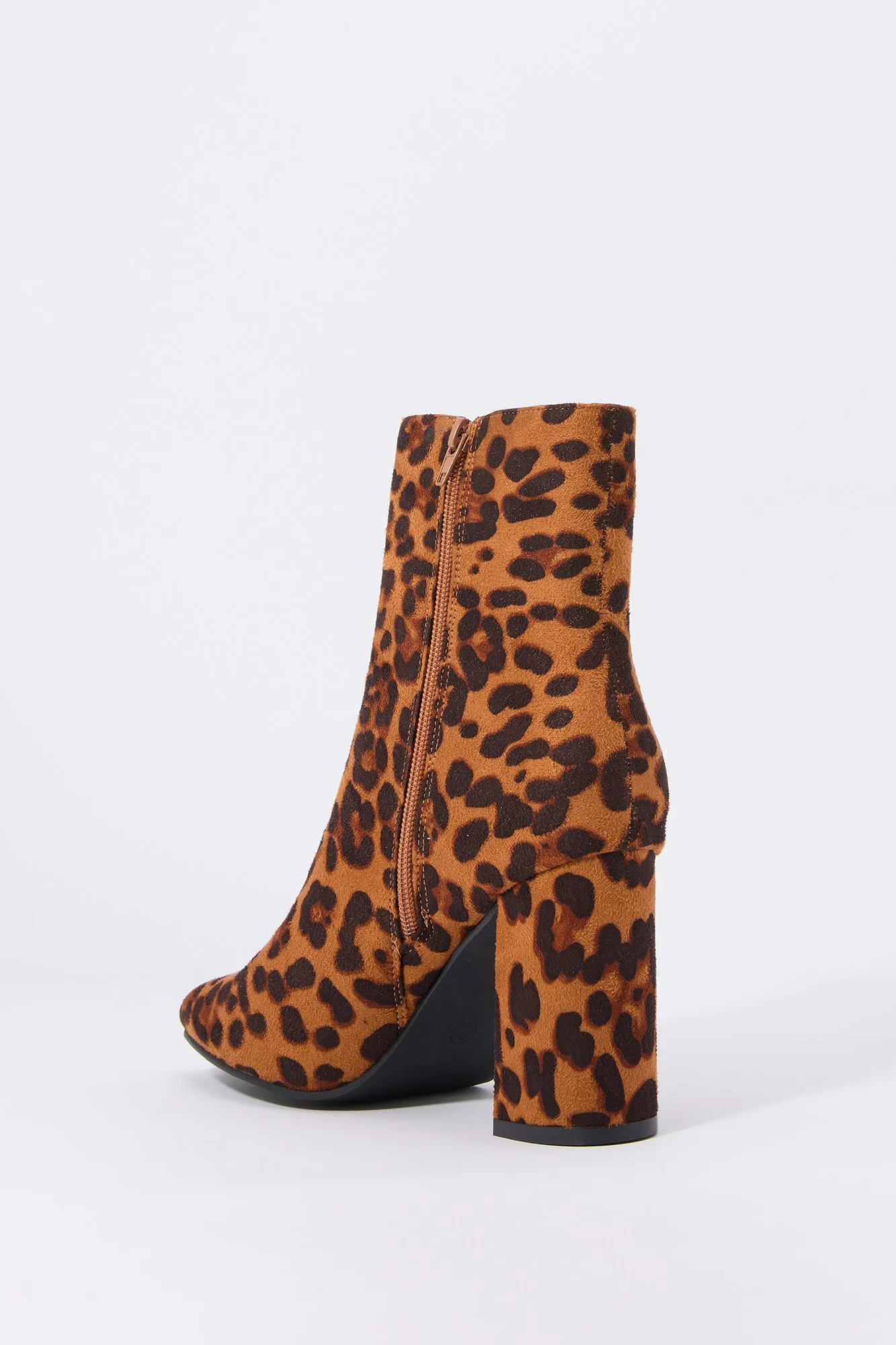 Faux Suede Square Toe Heeled Boot