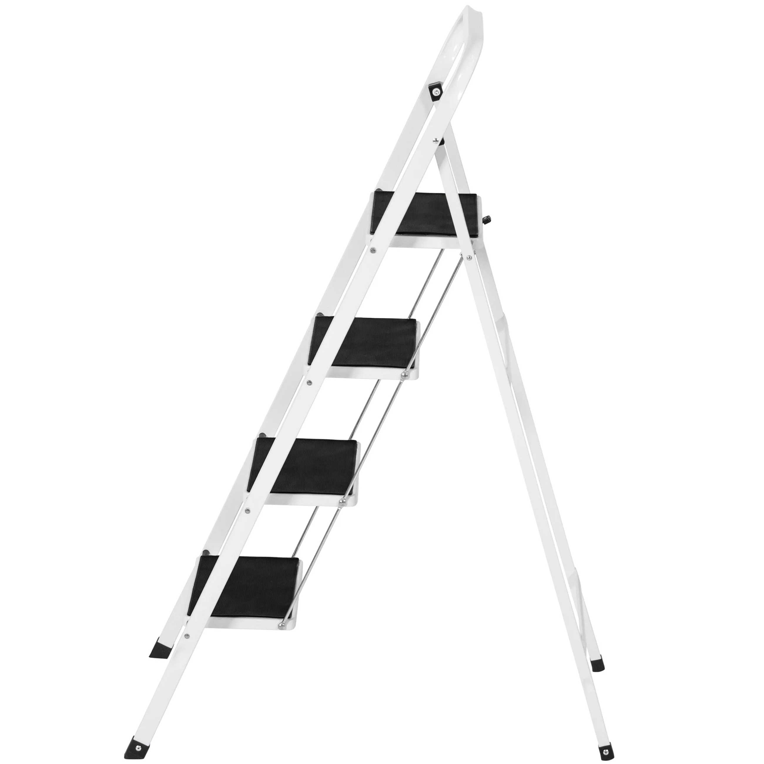 Folding Steel 4-Step Ladder w/ Hand Rail, Wide Steps, 300lbs Capacity