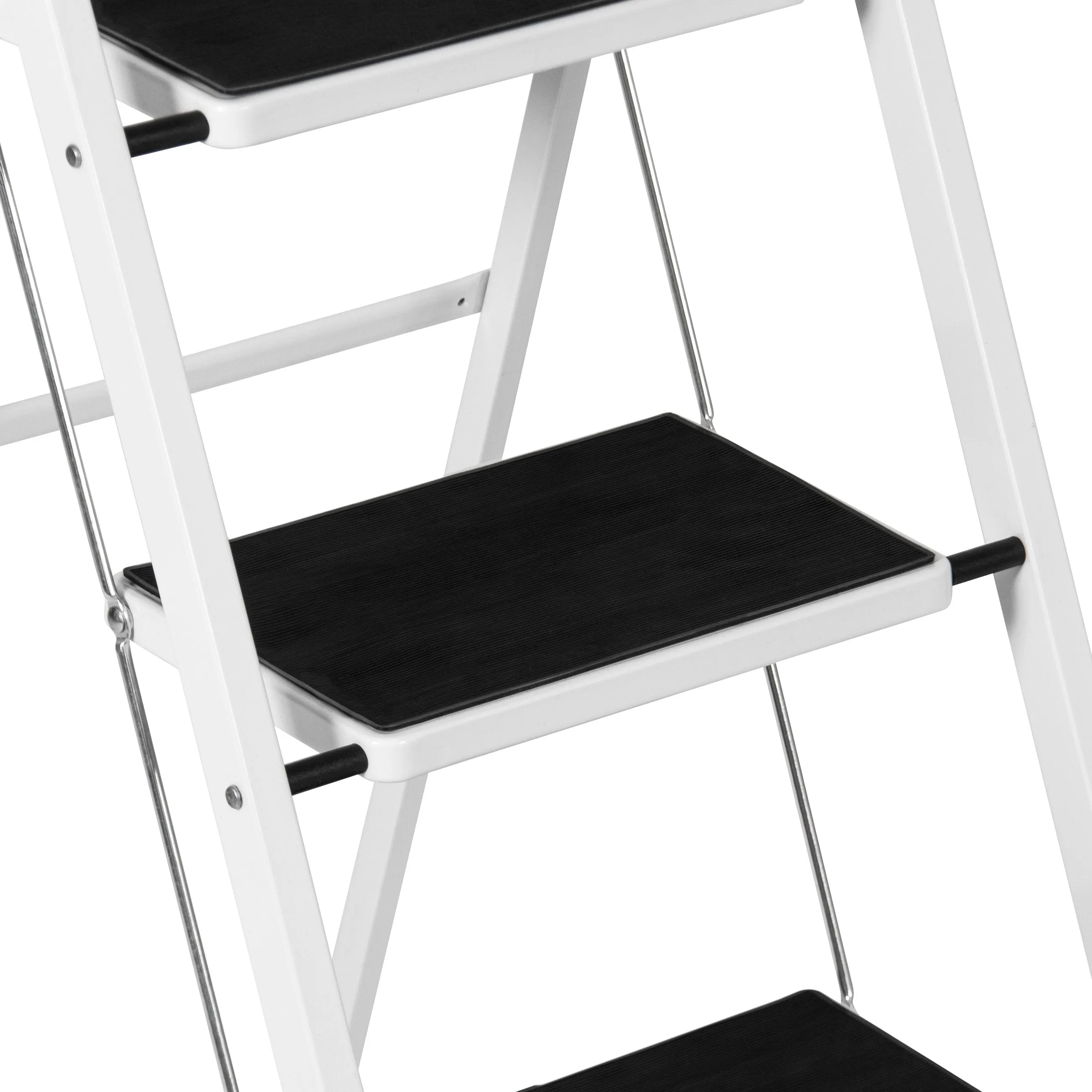 Folding Steel 4-Step Ladder w/ Hand Rail, Wide Steps, 300lbs Capacity