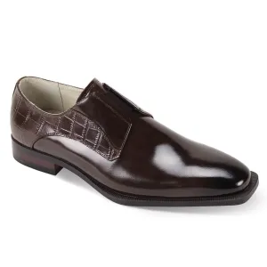 Giovanni Brown Sullivan Men's Slip-On Dress Shoes Tow Tone Genuine Leather