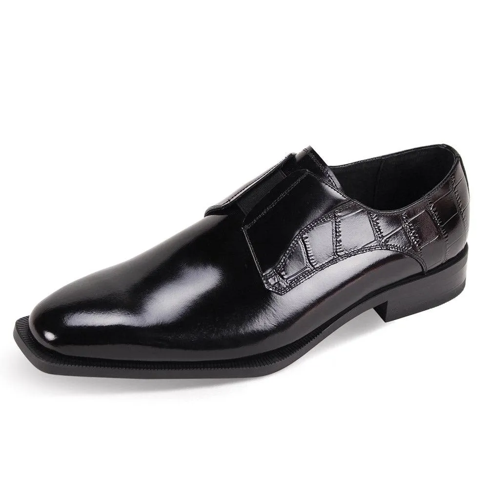 Giovanni Sullivan Black Men's Slip-On Dress Shoes Genuine Leather