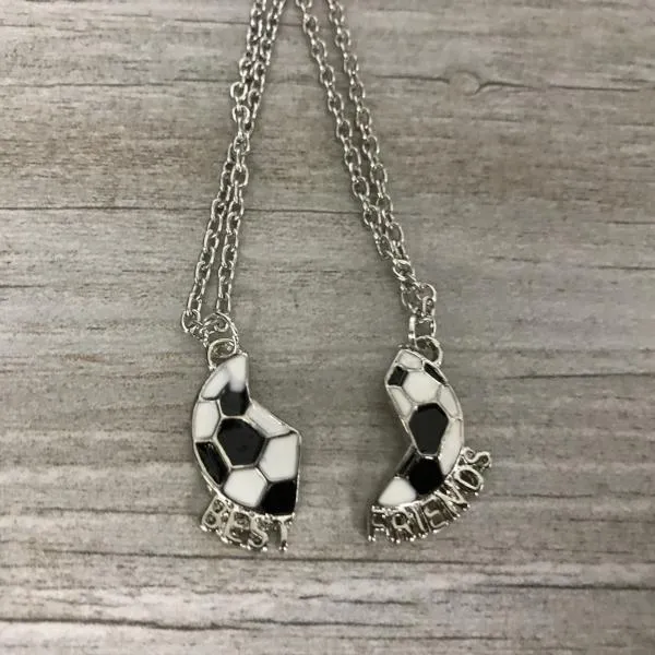 Girls Soccer Friendship Necklace Set