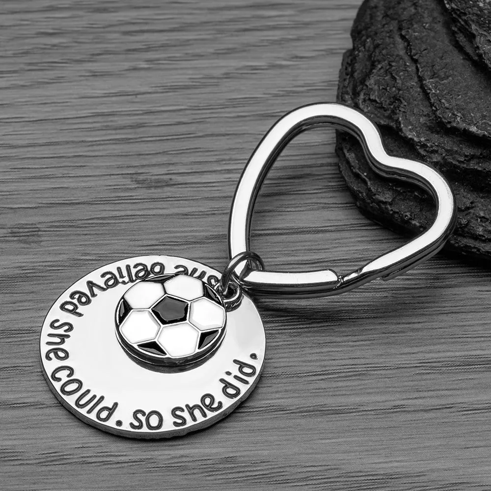 Girls Soccer She Believed She Could Heart Keychain