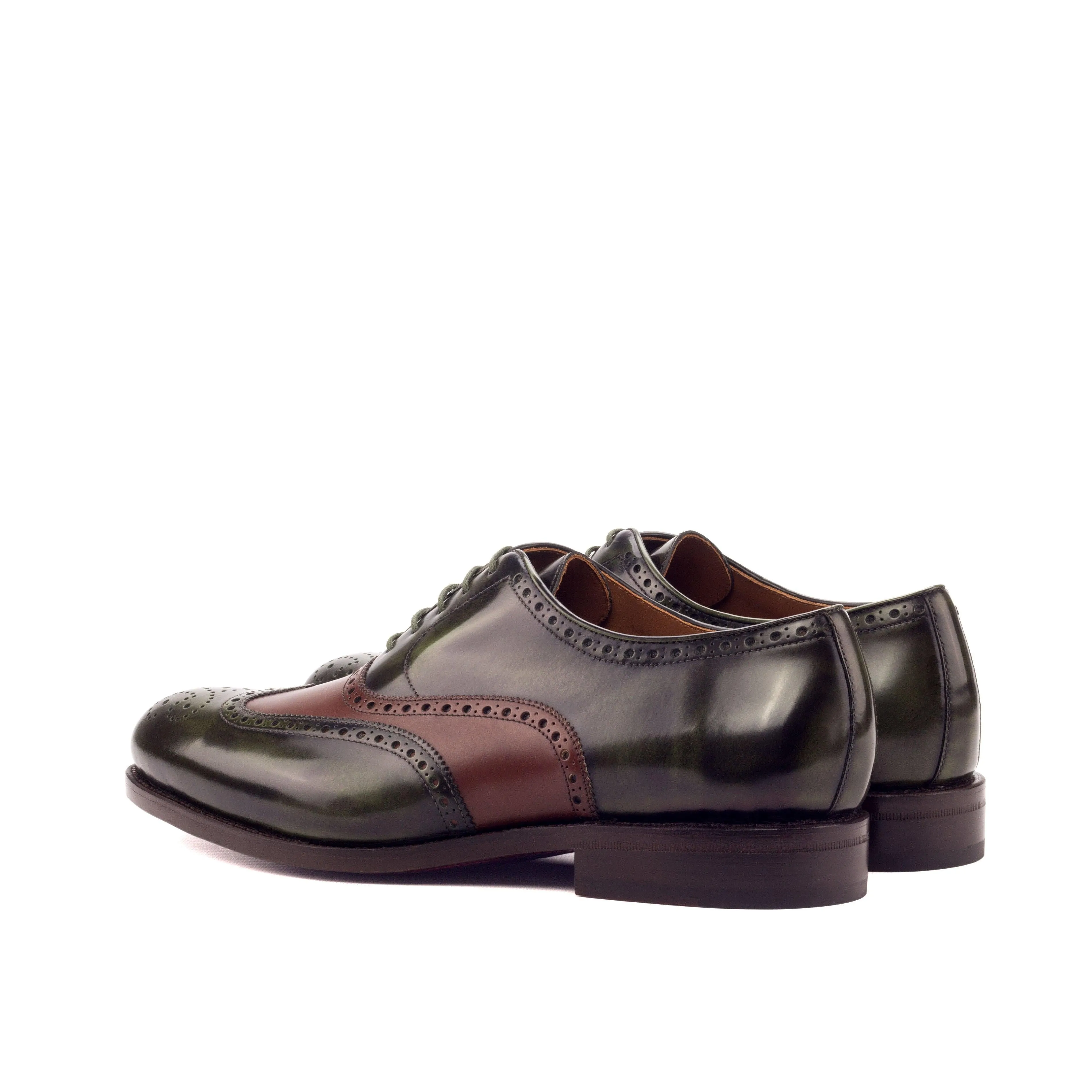 Green & Medium Brown Polished Calf Brogue