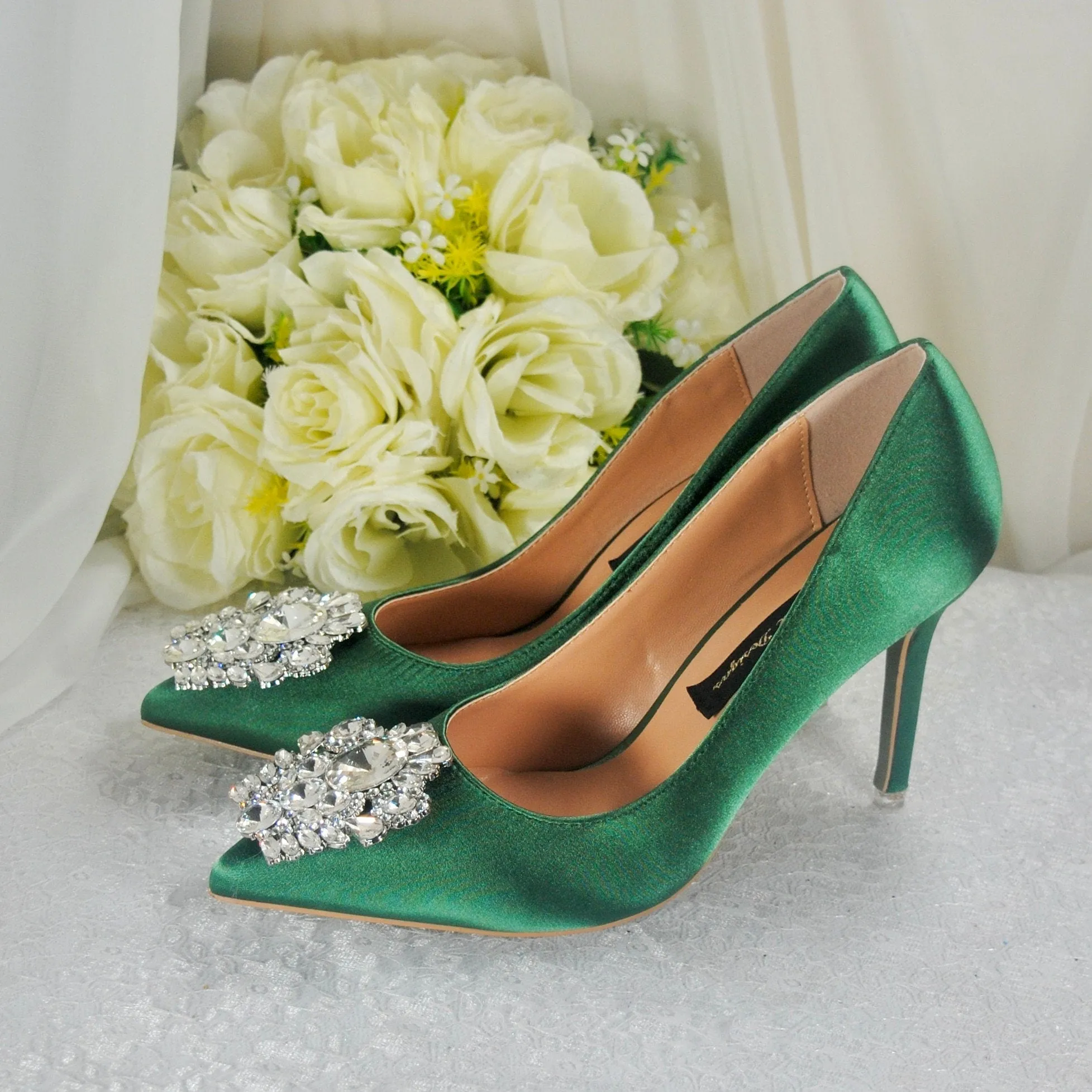 Green Satin Bridal Shoe - UK7/US9.5