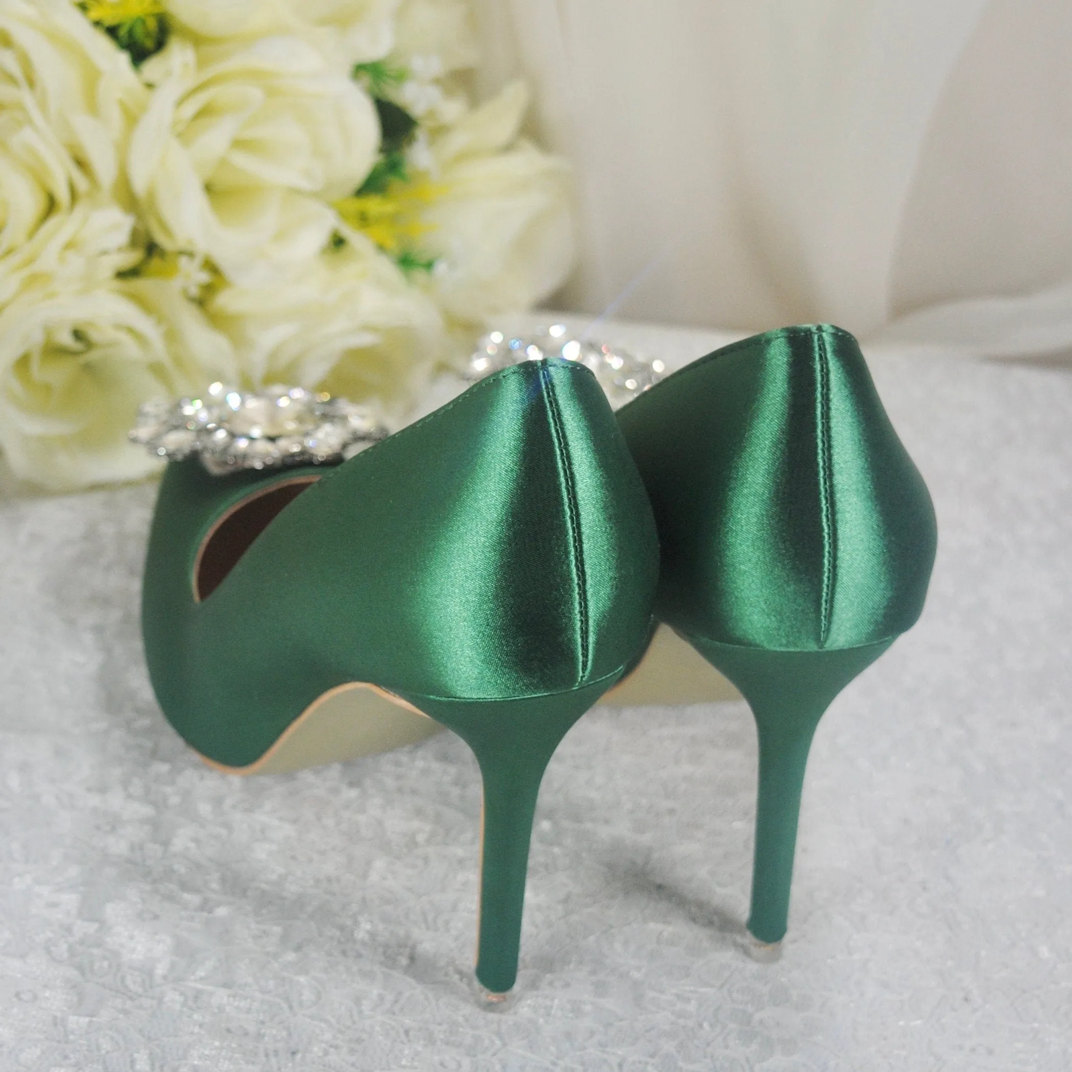 Green Satin Bridal Shoe - UK7/US9.5