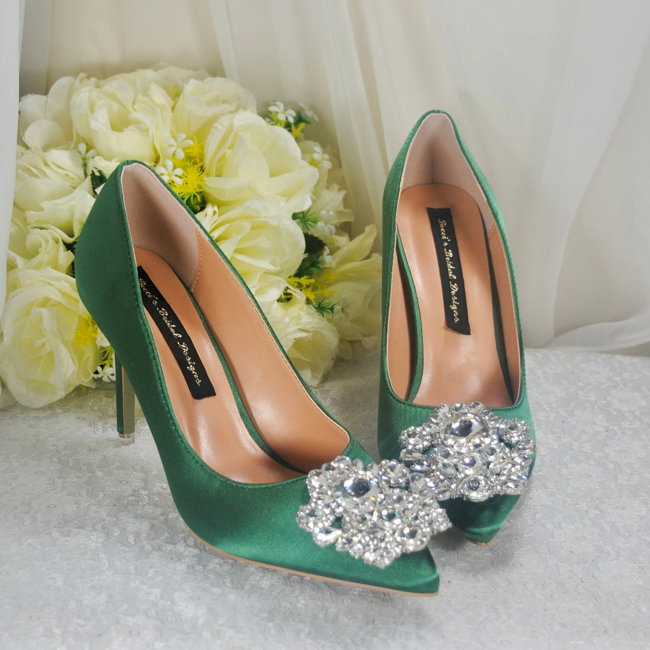 Green Satin Bridal Shoe - UK7/US9.5