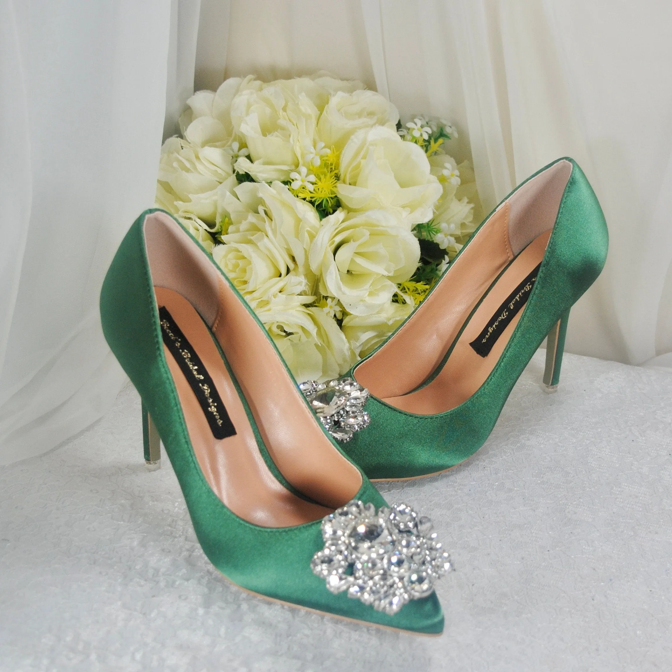 Green Satin Bridal Shoe - UK7/US9.5