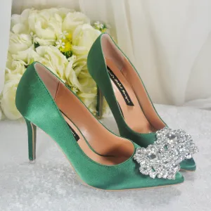 Green Satin Bridal Shoe - UK7/US9.5