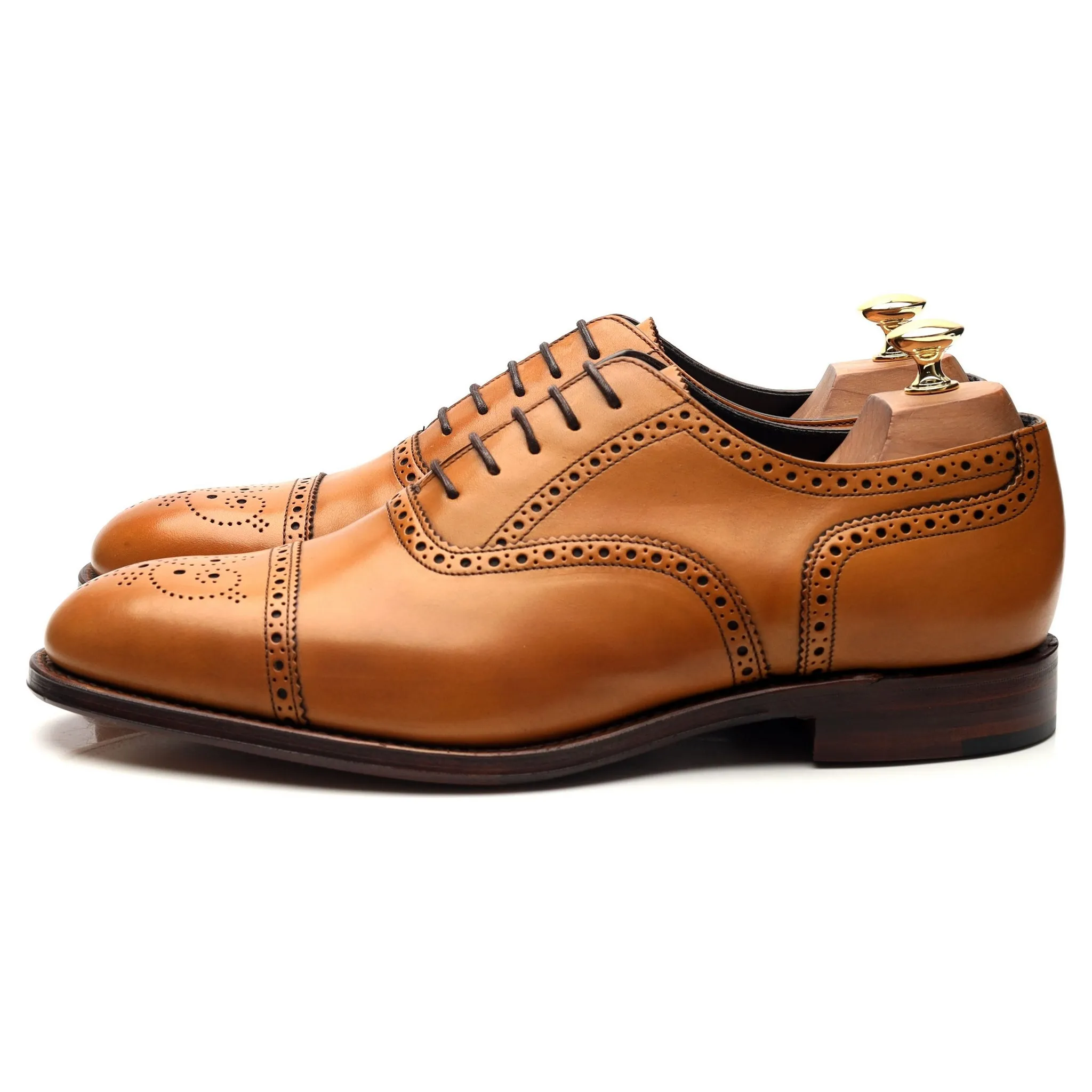 'Hampstead' Tan Brown Leather Oxford Brogues UK 10 F