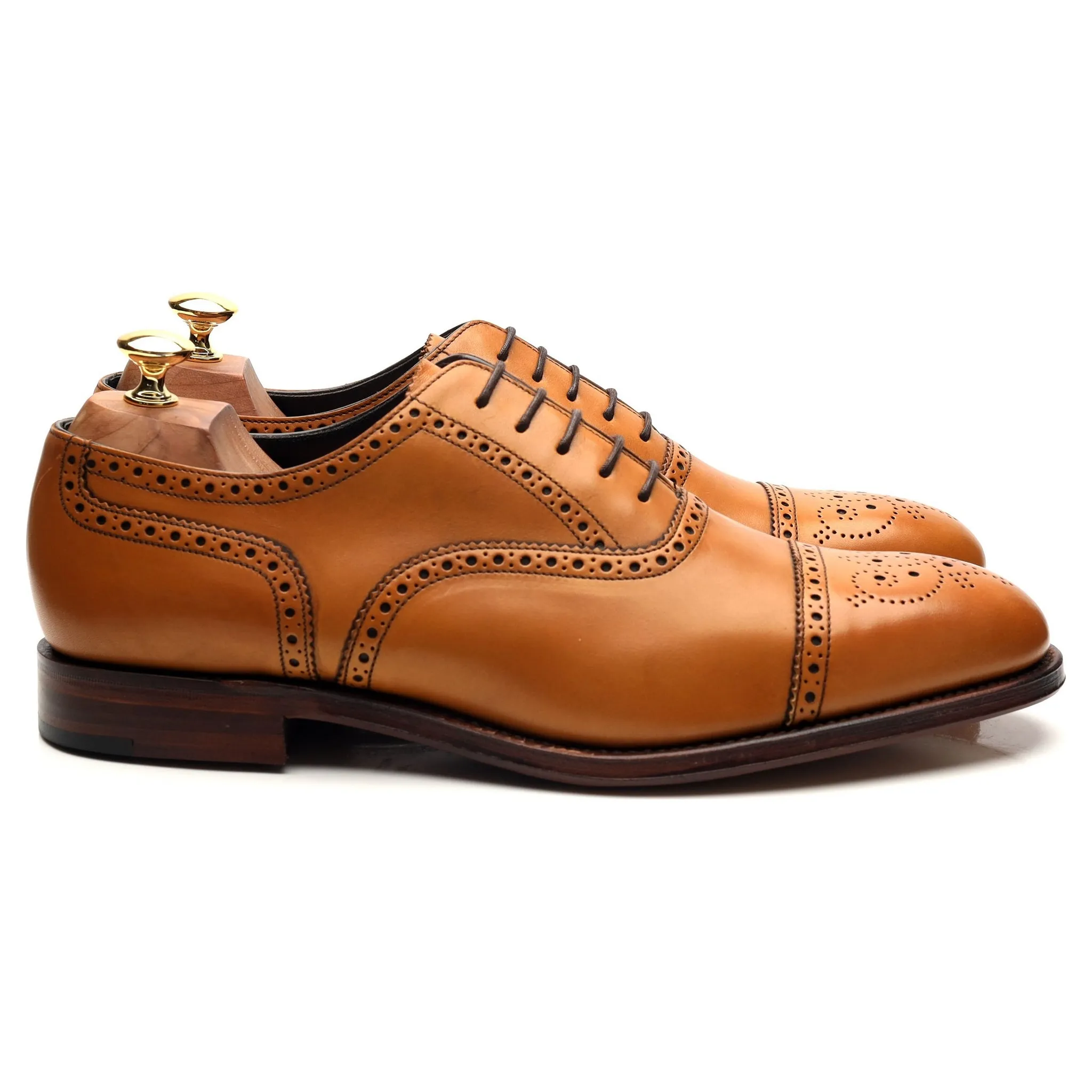 'Hampstead' Tan Brown Leather Oxford Brogues UK 10 F