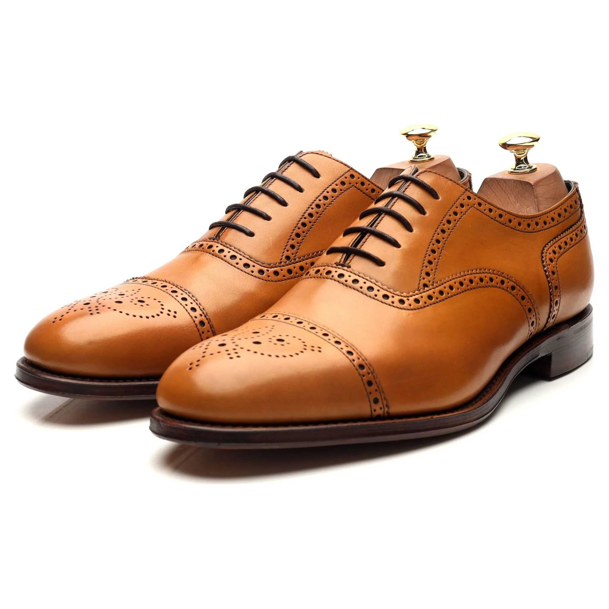 'Hampstead' Tan Brown Leather Oxford Brogues UK 10 F