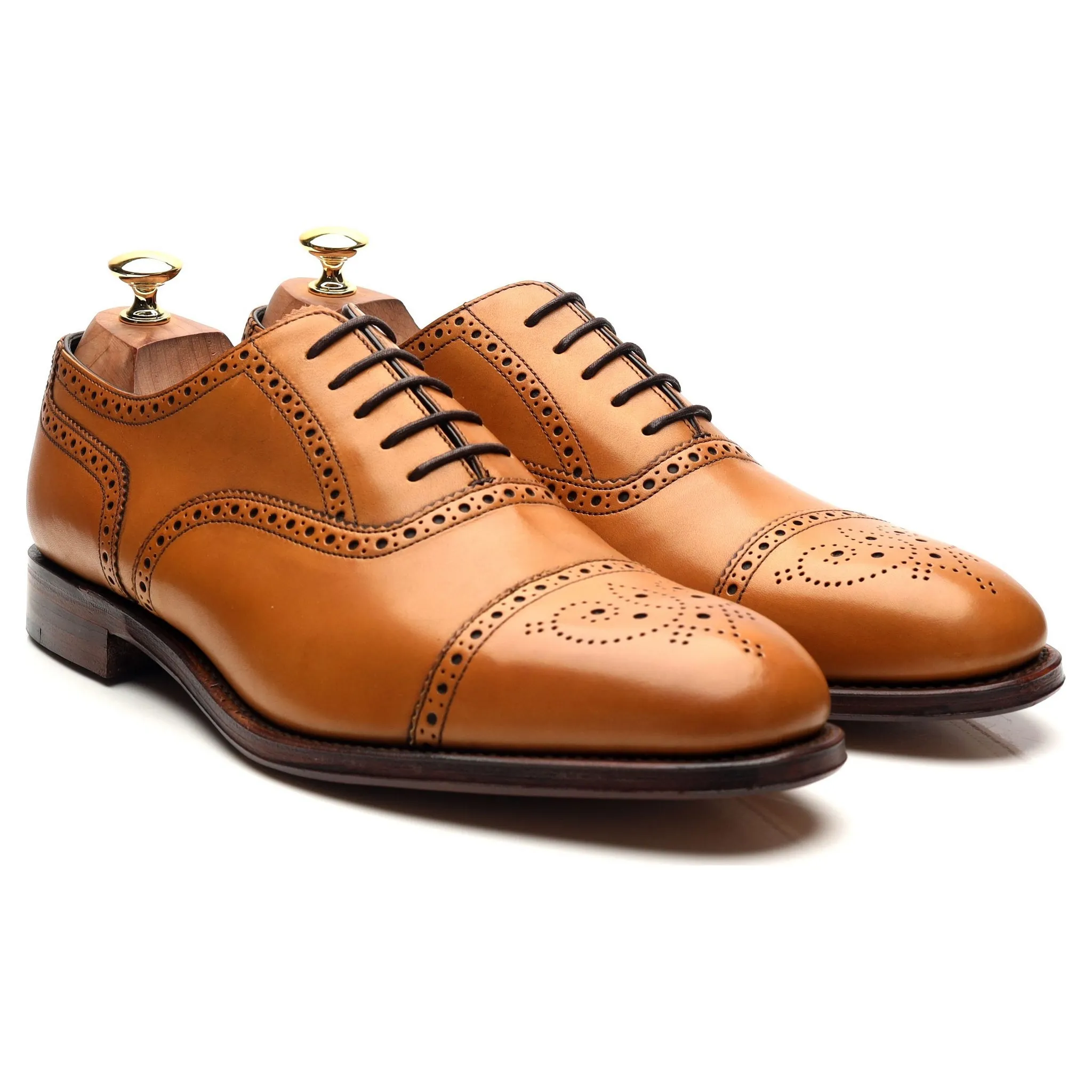 'Hampstead' Tan Brown Leather Oxford Brogues UK 10 F