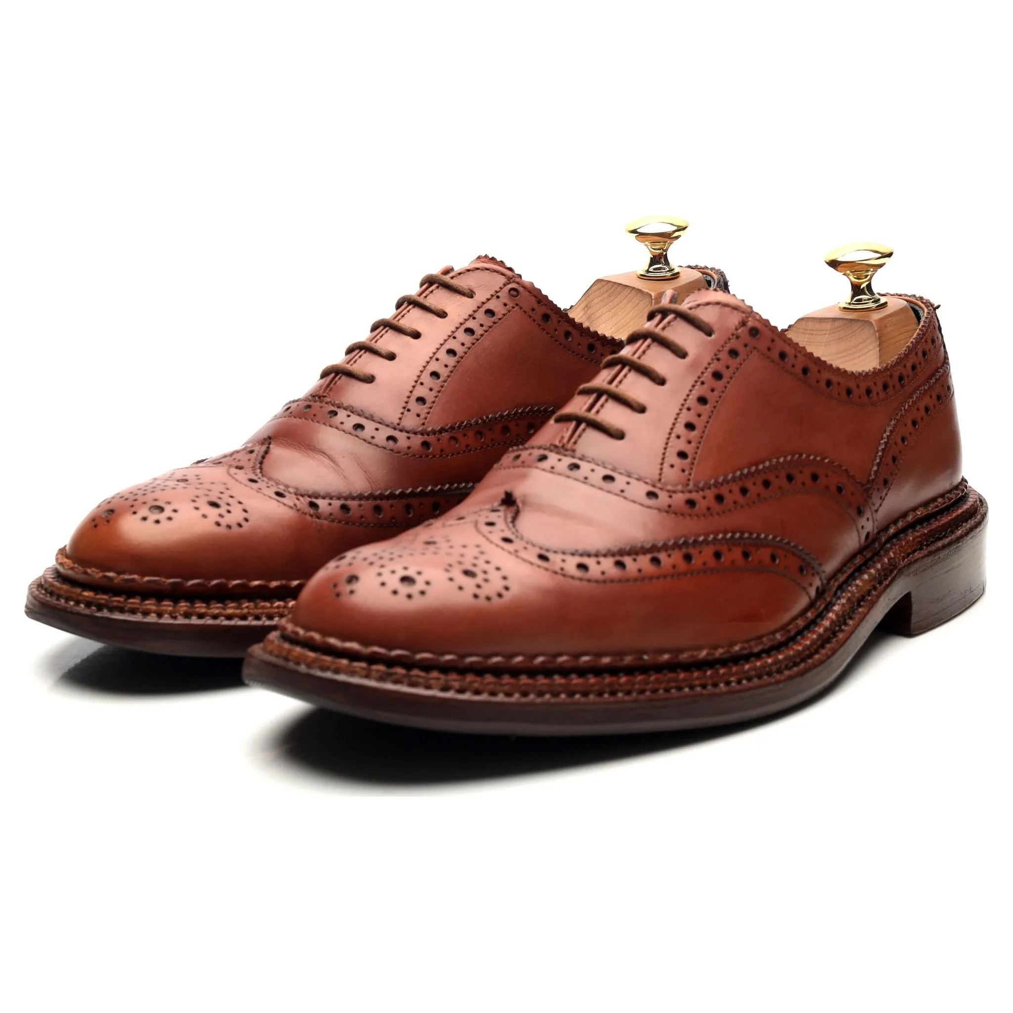 'Harrow' Triple Welt Tan Brown Leather Oxford Brogues UK 6.5 F