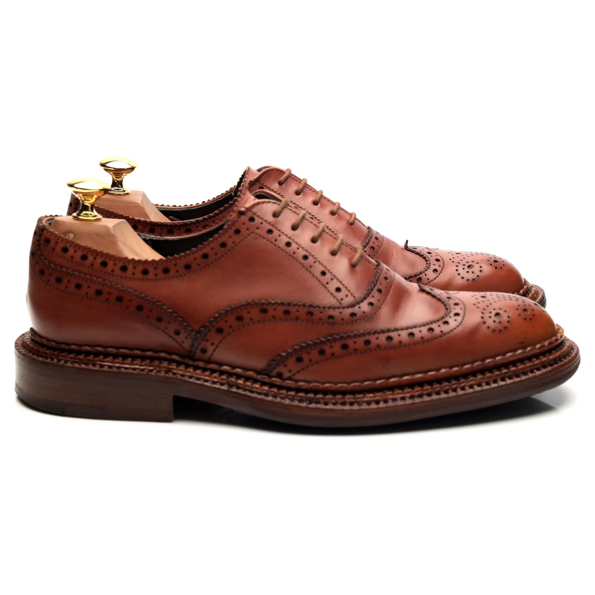 'Harrow' Triple Welt Tan Brown Leather Oxford Brogues UK 6.5 F