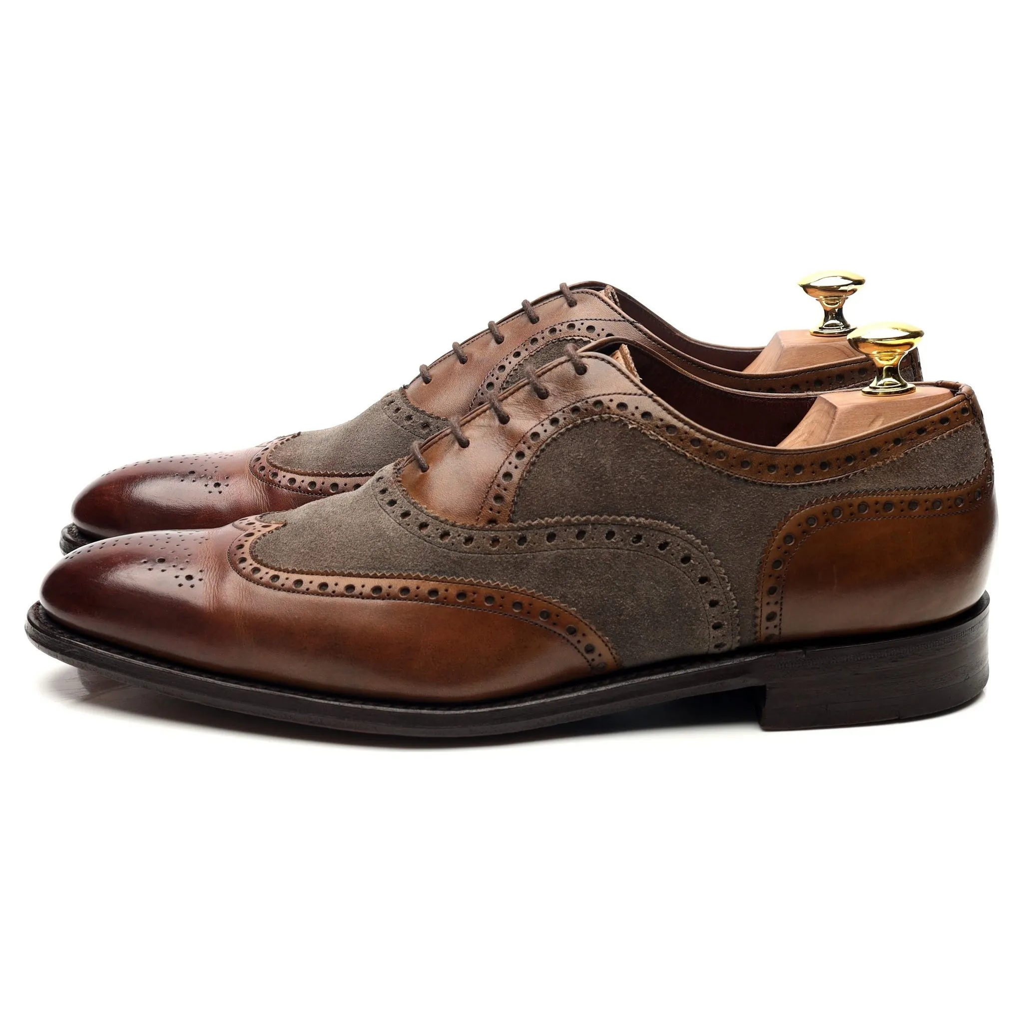 Herring 'Fencote' Dark Brown Leather Suede Oxford Brogues UK 8 F