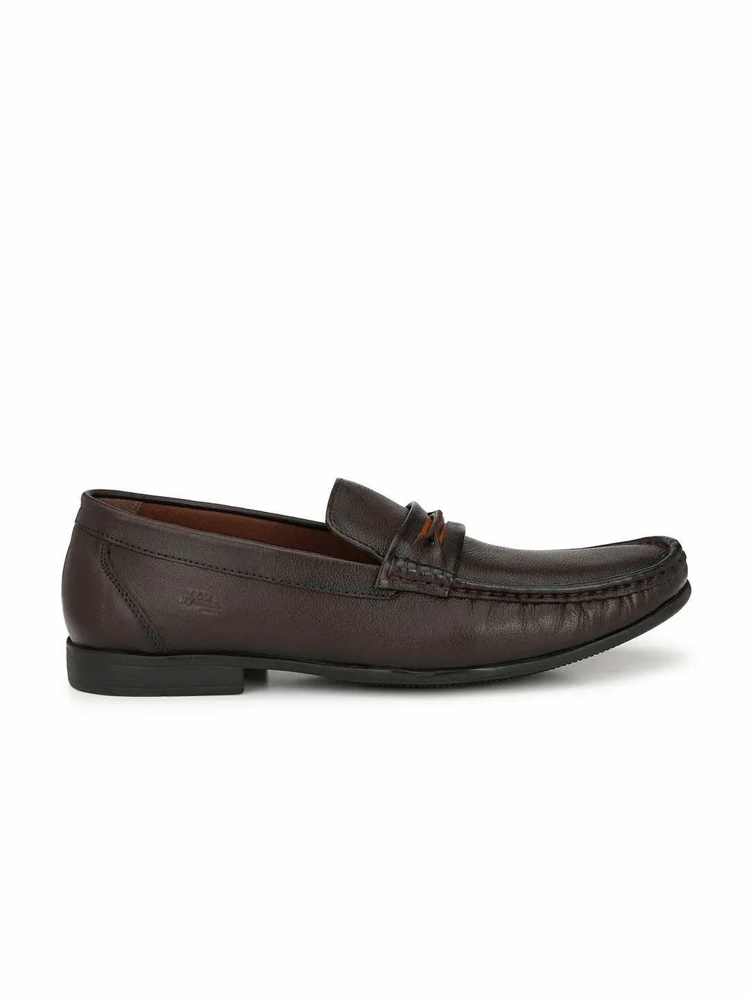 Hitz Men's Brown Slip-On Comfort Leather Shoes