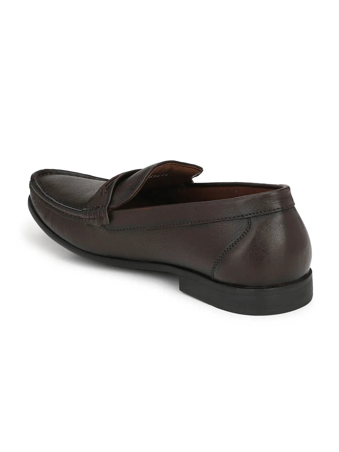 Hitz Men's Brown Slip-On Comfort Leather Shoes