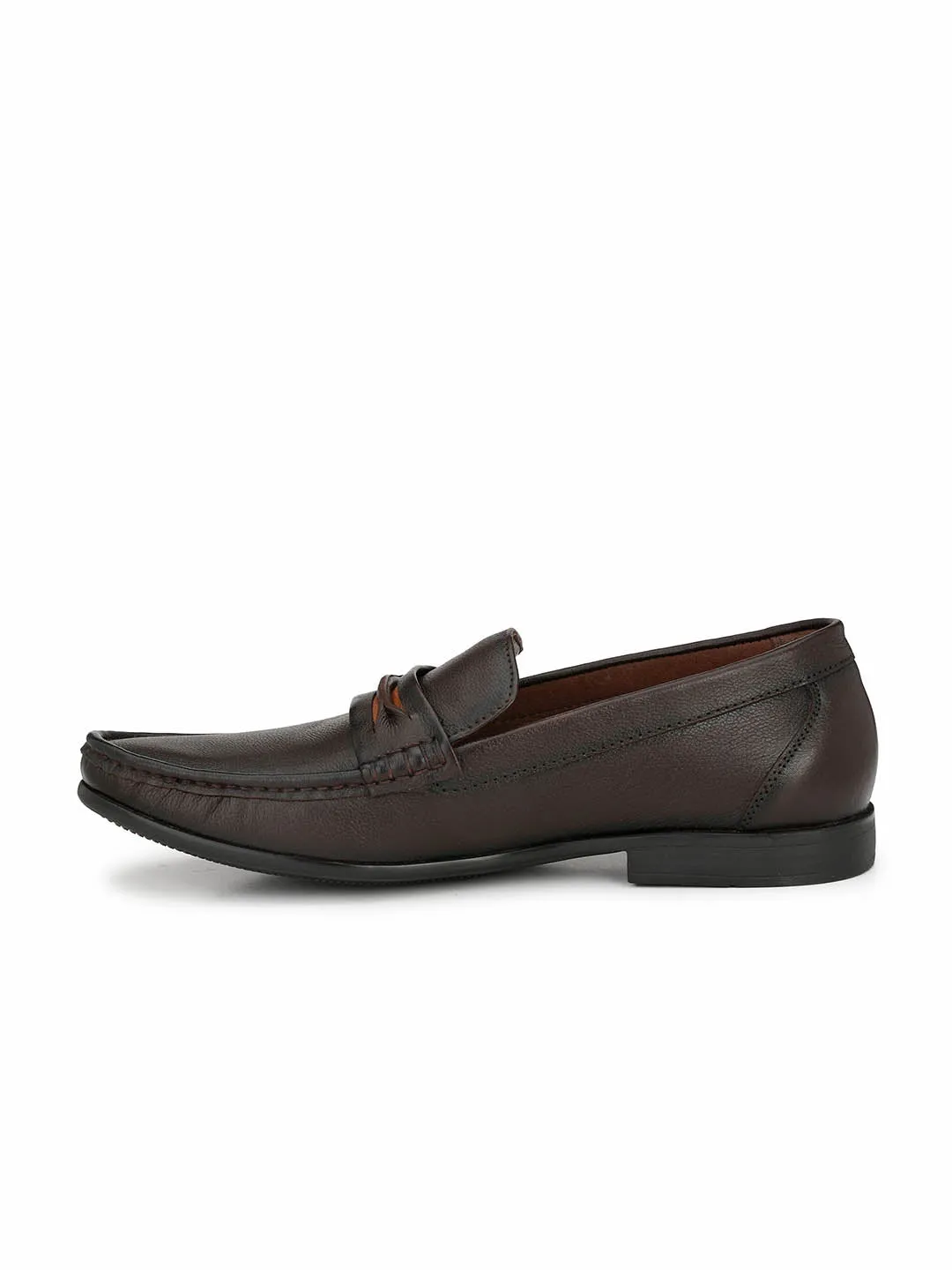 Hitz Men's Brown Slip-On Comfort Leather Shoes