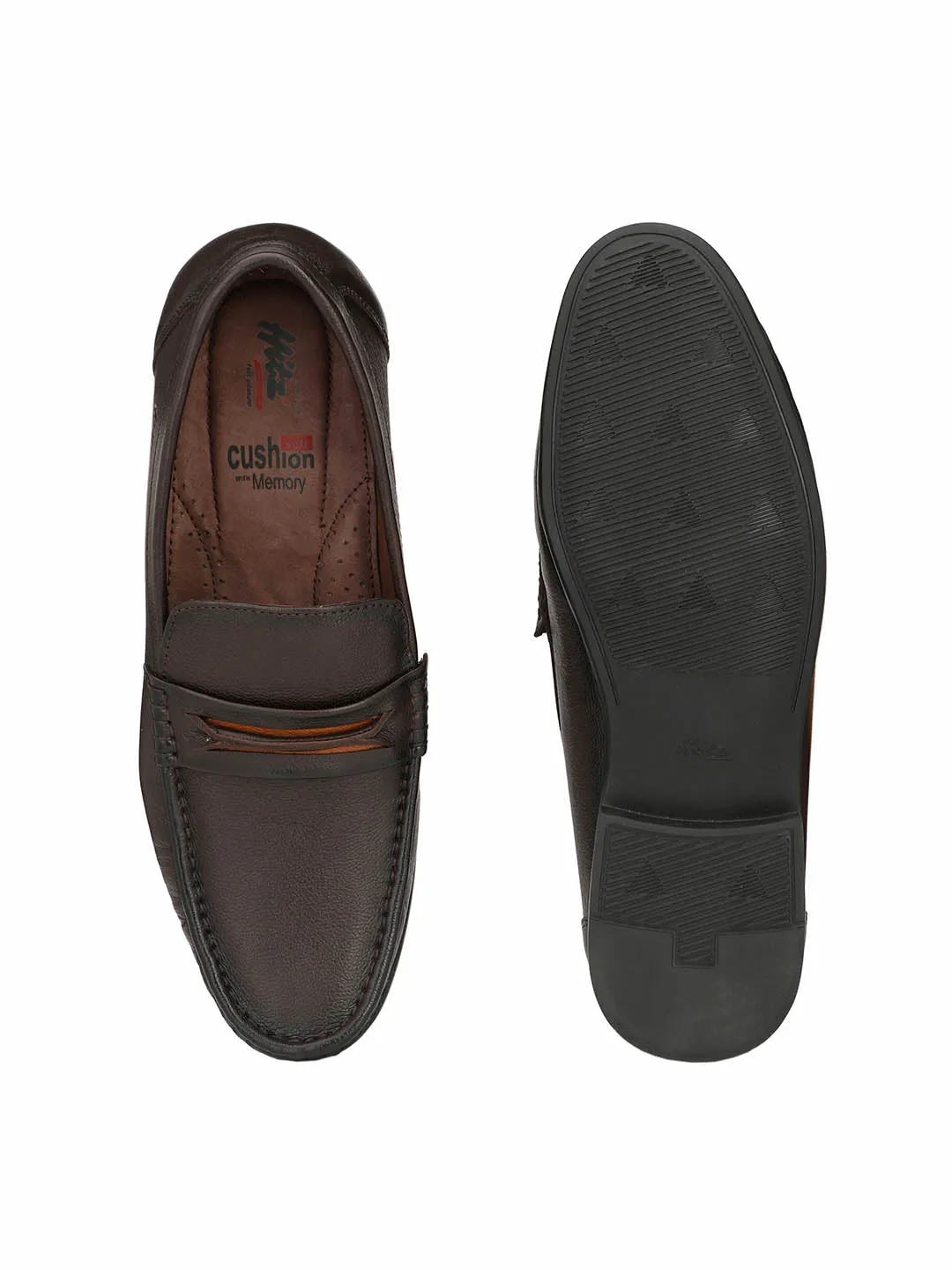 Hitz Men's Brown Slip-On Comfort Leather Shoes