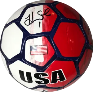 Hope Solo Autographed Full Size USA Soccer Ball Red/White/Blue (JSA)