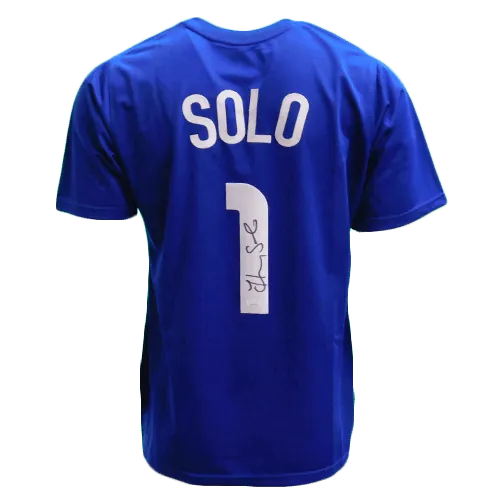 Hope Solo Autographed USA Soccer Jersey Blue (JSA)