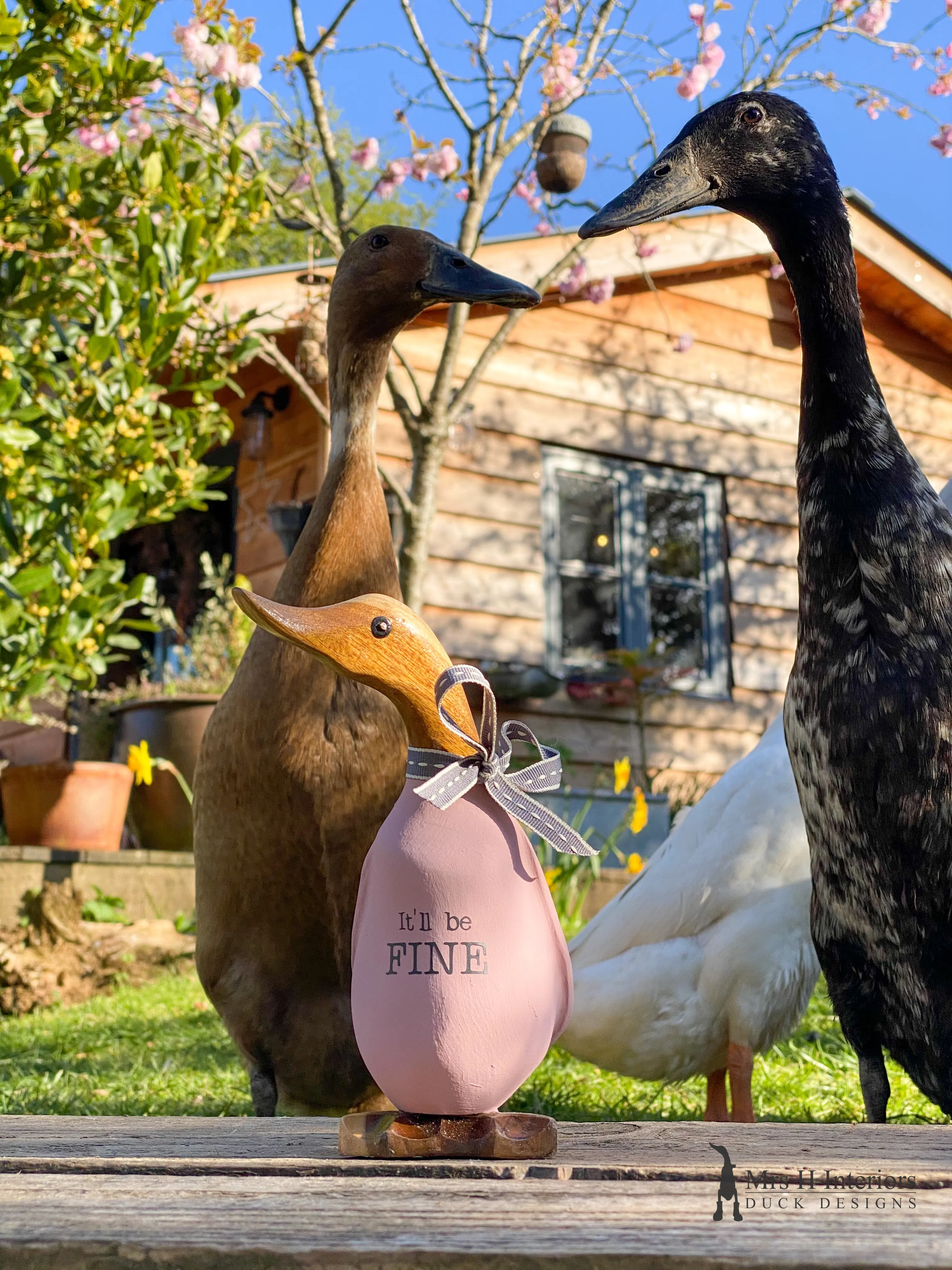 It’ll be fine - Decorated Wooden Duck in Boots by Mrs H the Duck Lady