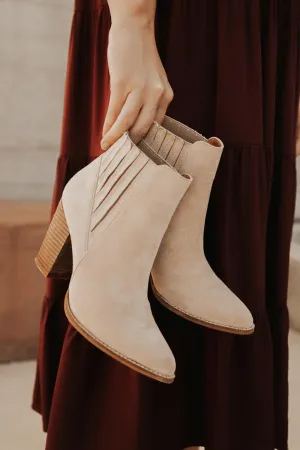 Jackie Heeled Booties in Taupe