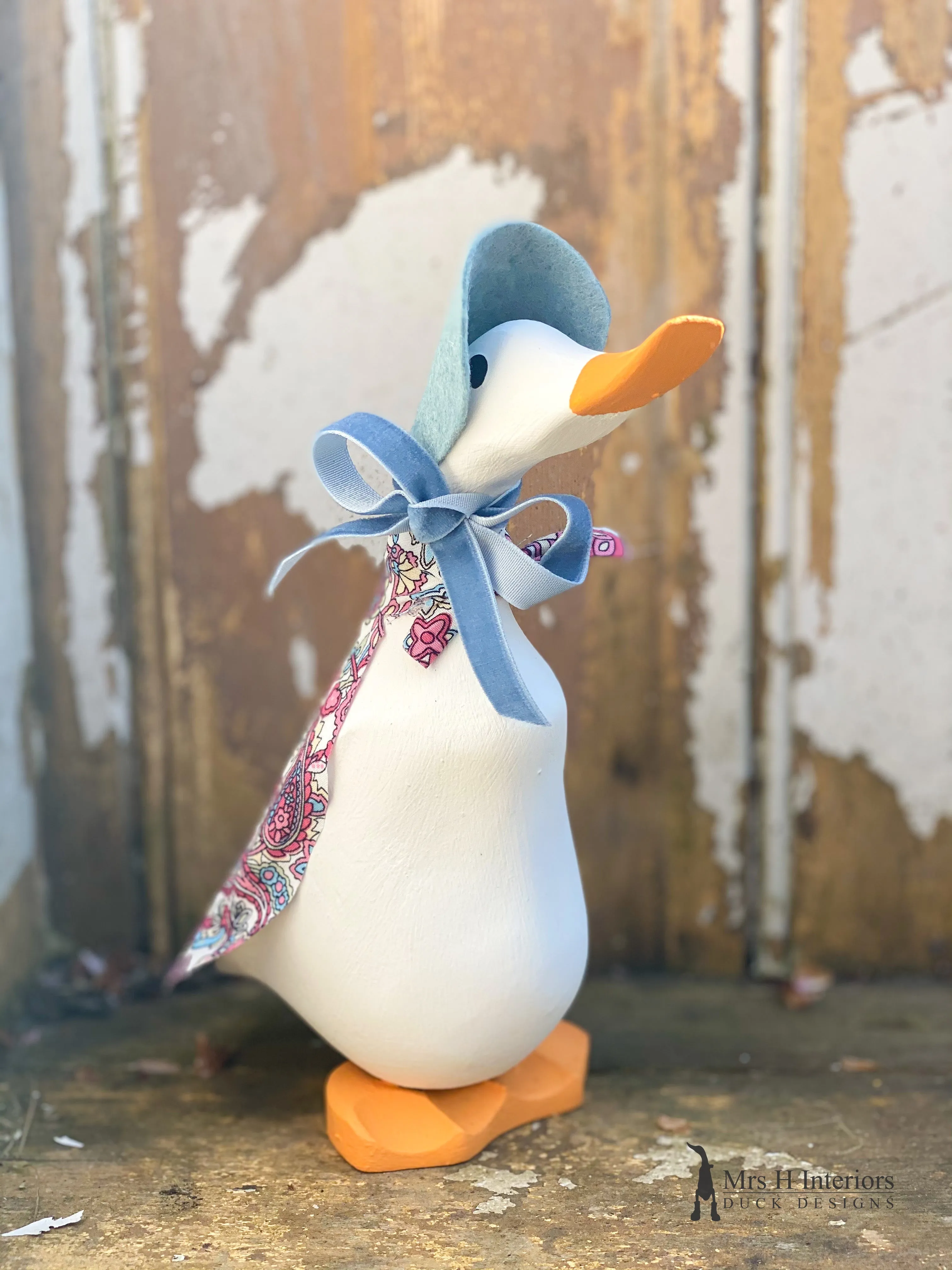 Jim Jam Jemima - Decorated Wooden Duck in Boots by Mrs H the Duck Lady