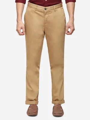 Khaki Solid Uno Fit Casual Trouser | JadeBlue