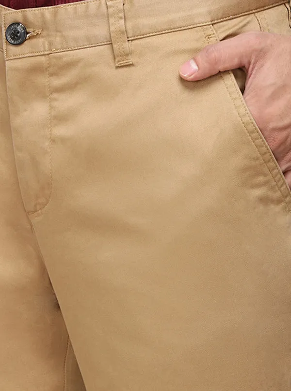 Khaki Solid Uno Fit Casual Trouser | JadeBlue